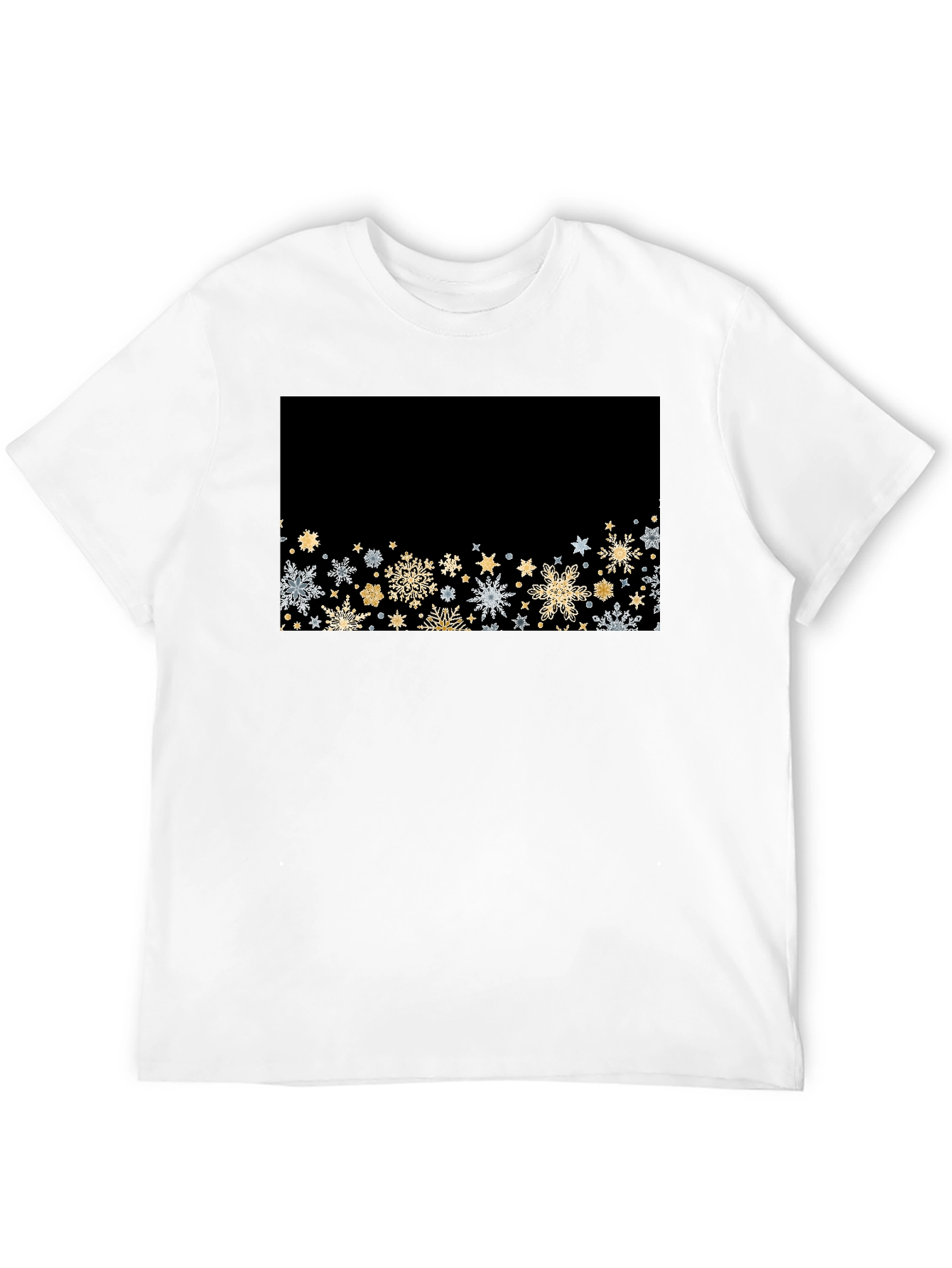 Elegant Snowflake Pattern Black Tee