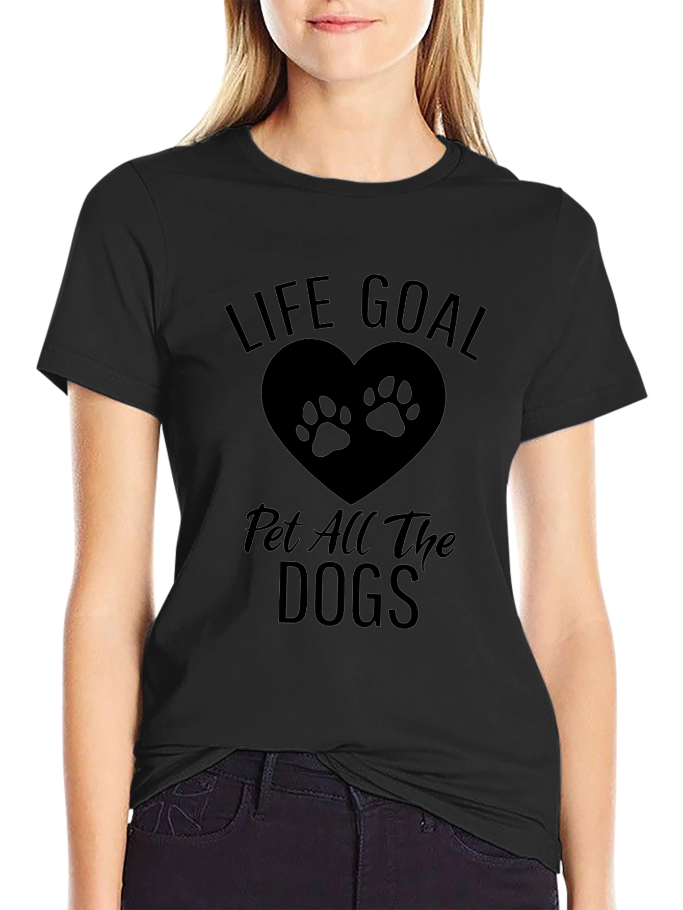 Life Goal Pet All The Dogs Black T-Shirt