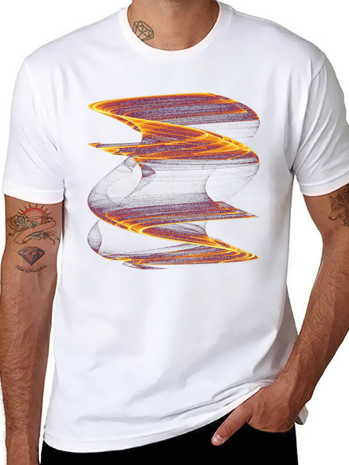 Abstract Wave Graphic Black Tee