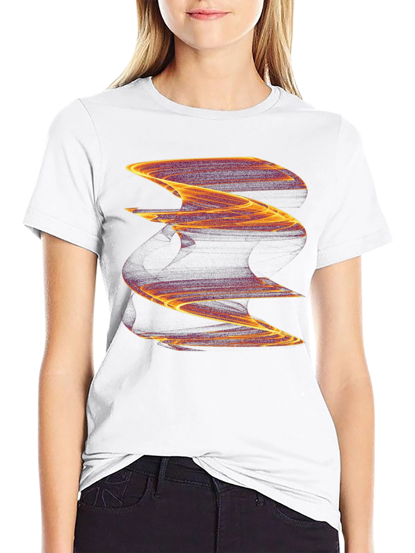 Abstract Wave Graphic Black Tee