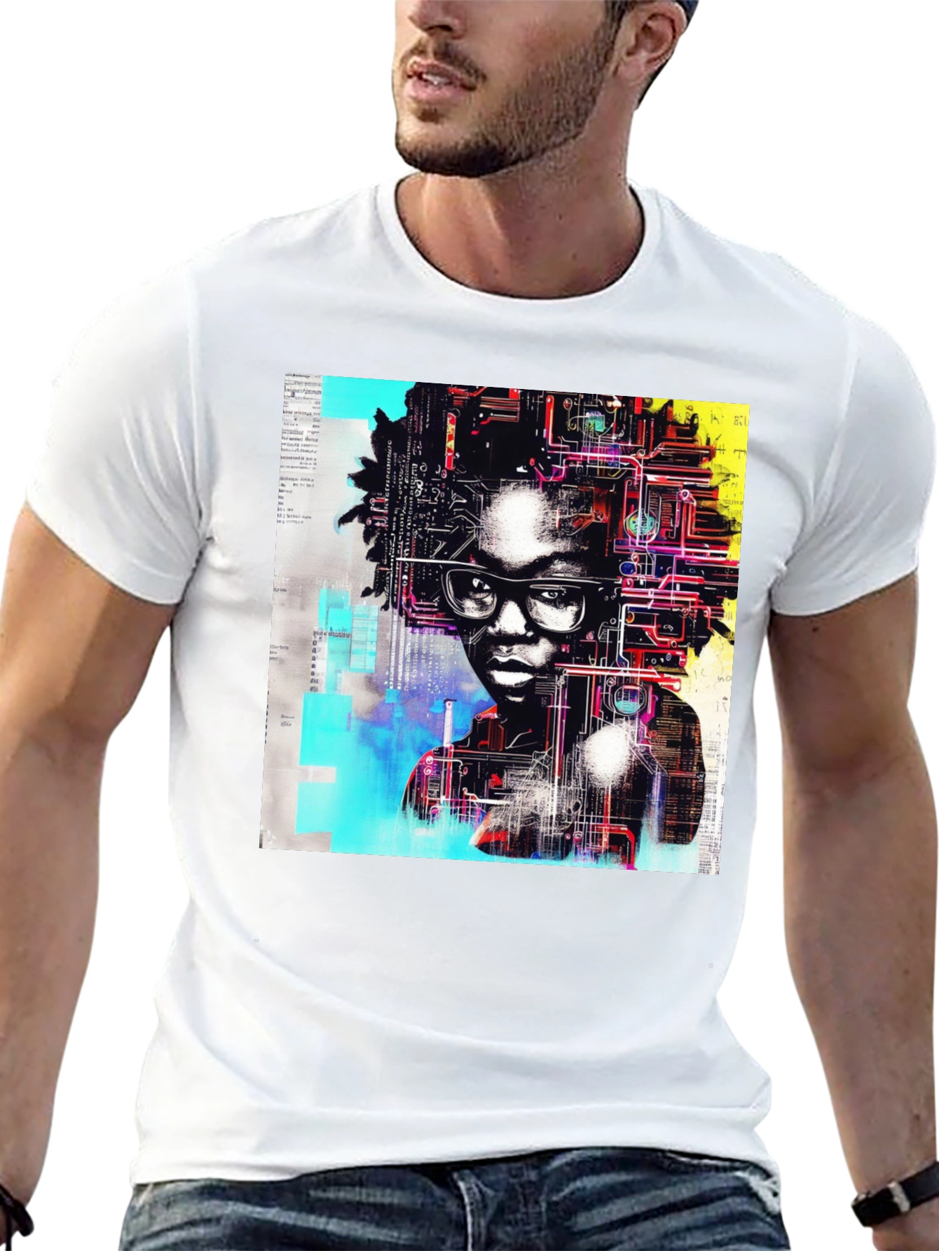 Tech Mind T-Shirt - Abstract AI Portrait Tee