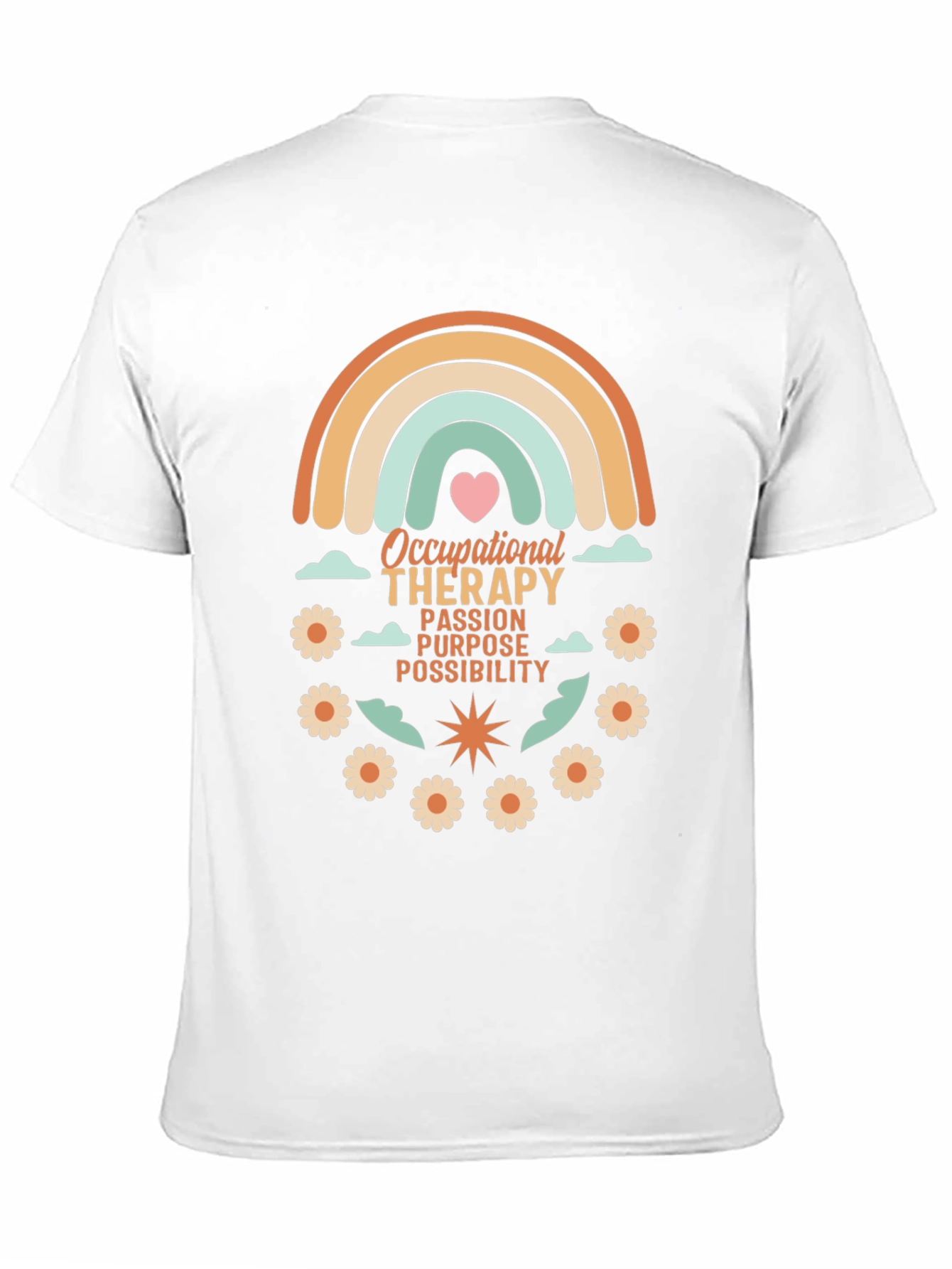 Occupational Therapy T-Shirt - Rainbow & Flowers Design
