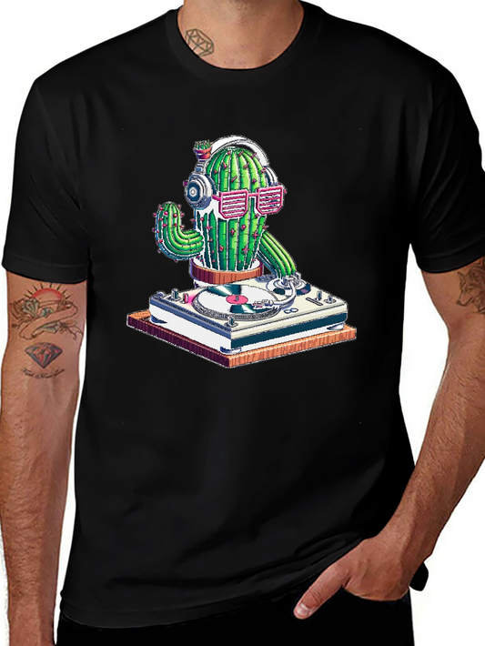 DJ Cactus Graphic T-Shirt - Turntable Cactus Tee