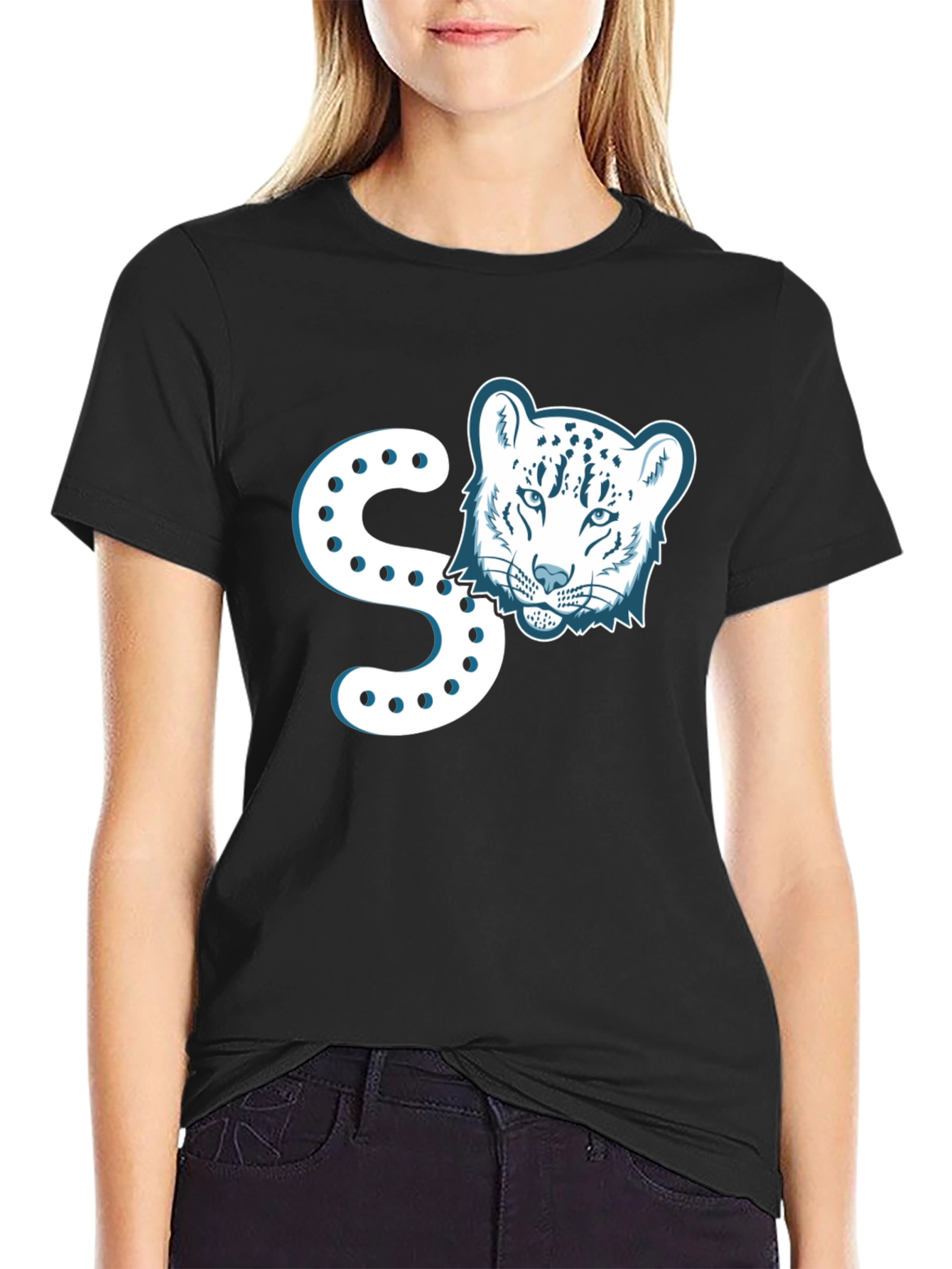 Stylish Black T-Shirt with Leopard Print
