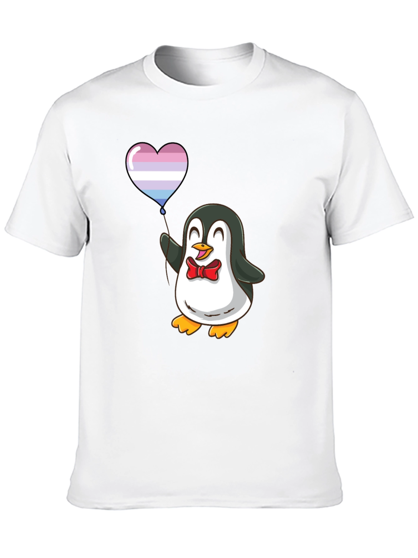 Penguin with Heart Balloon Graphic T-Shirt