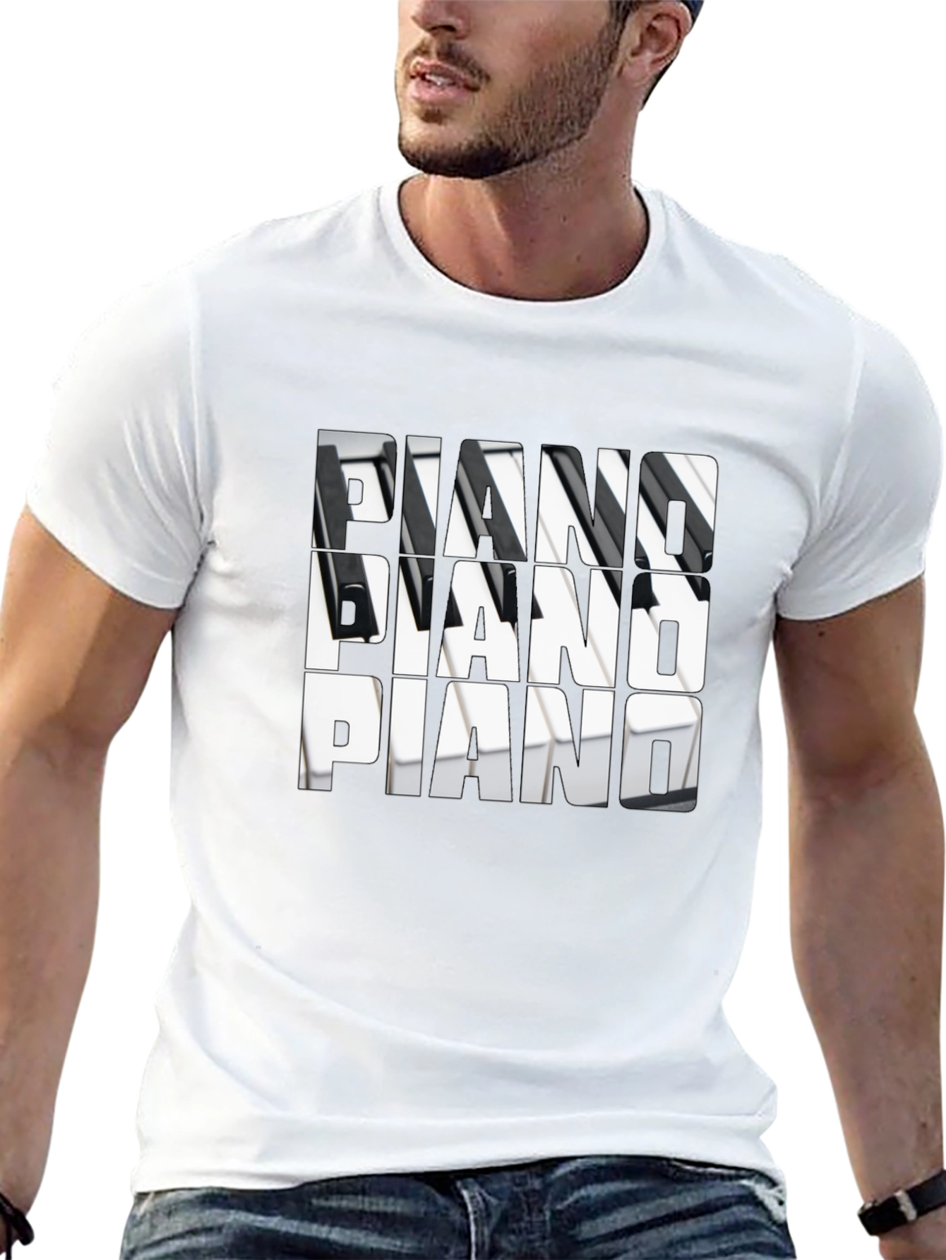 Piano Keys T-Shirt - Musical Notes Tee