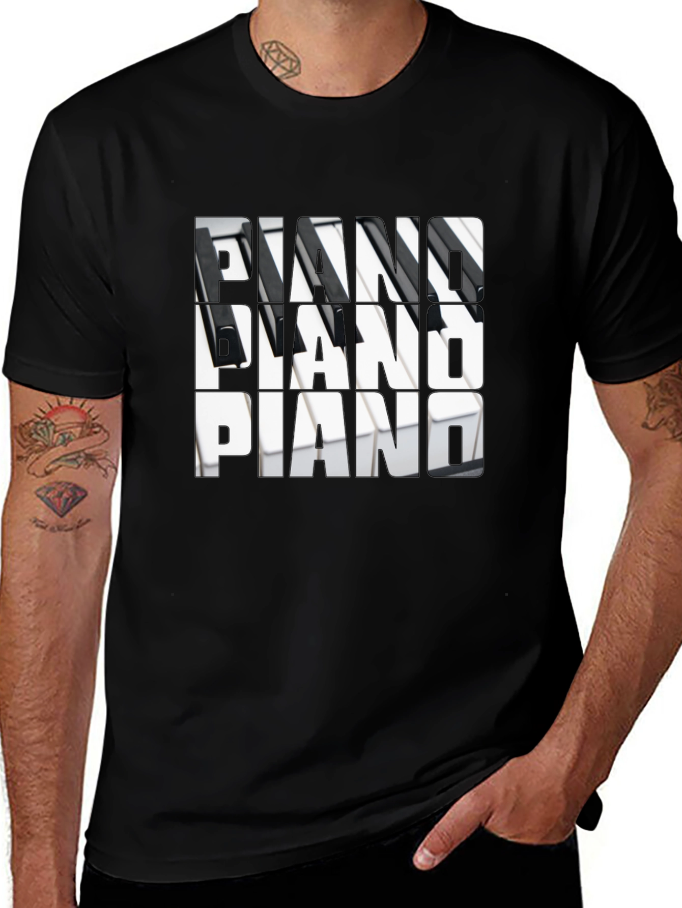 Piano Keys T-Shirt - Musical Notes Tee
