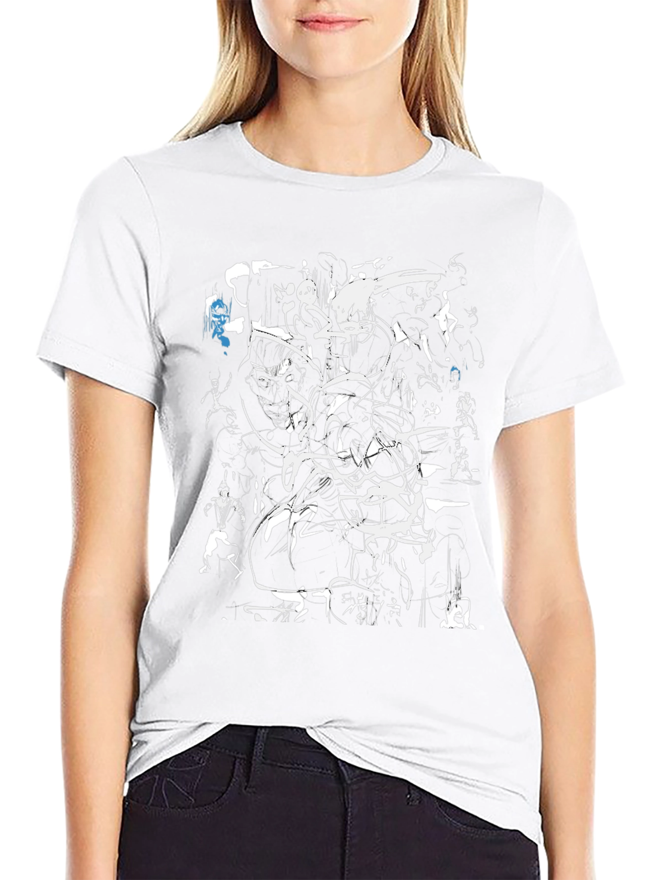 Abstract Ink Splatter Graphic T-Shirt - Black