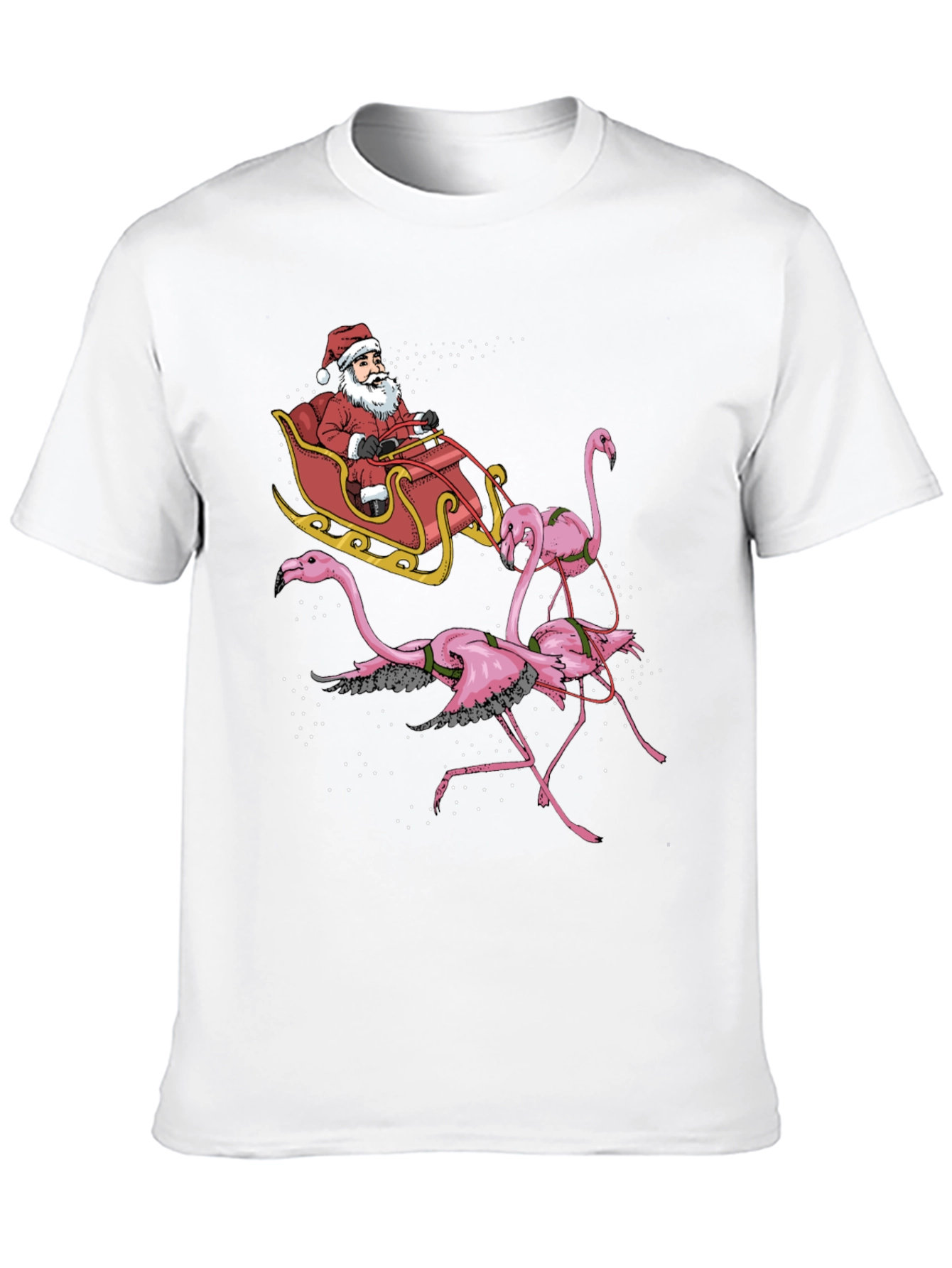 Flamingo Santa Sleigh T-Shirt