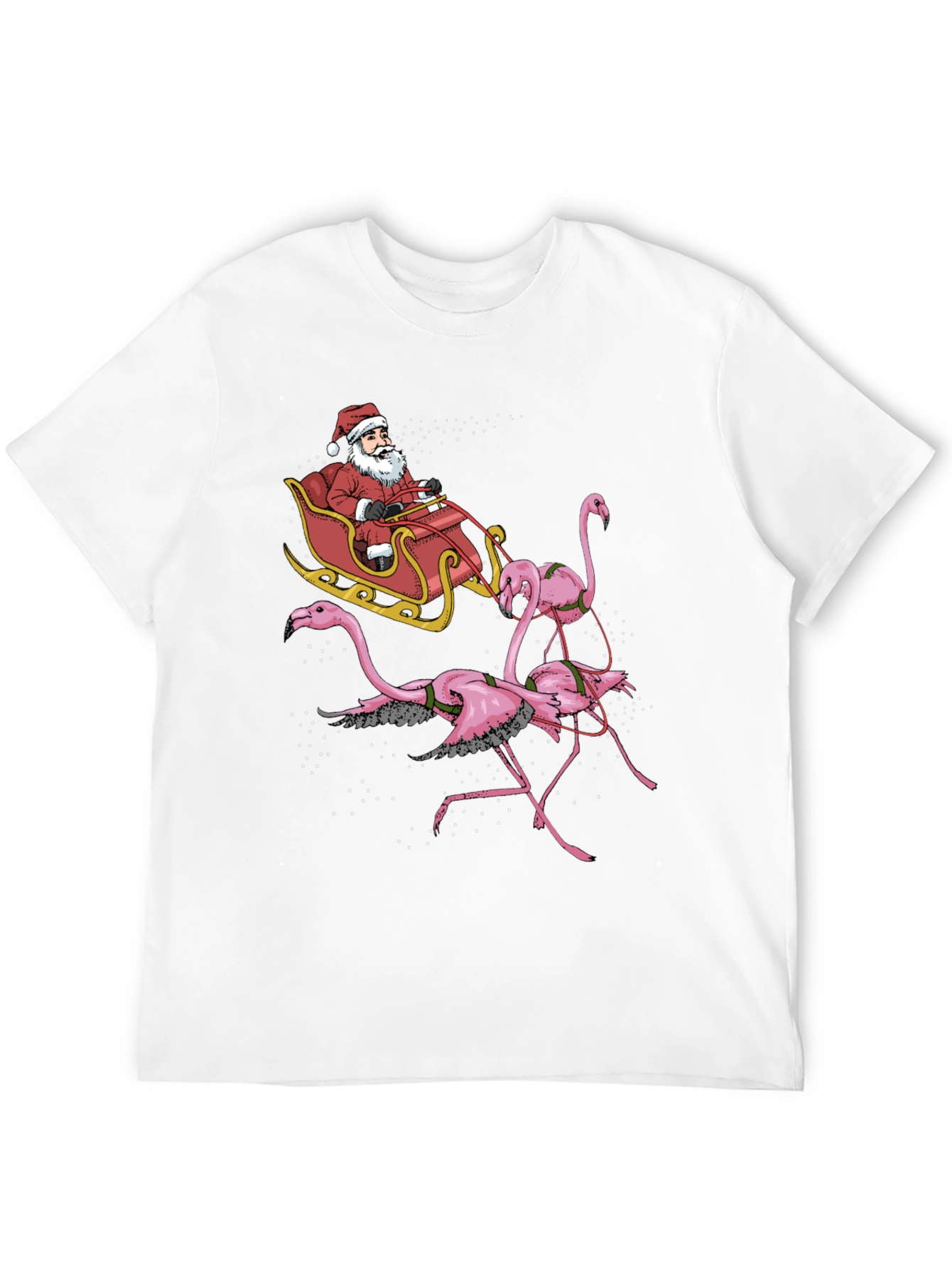 Flamingo Santa Sleigh T-Shirt