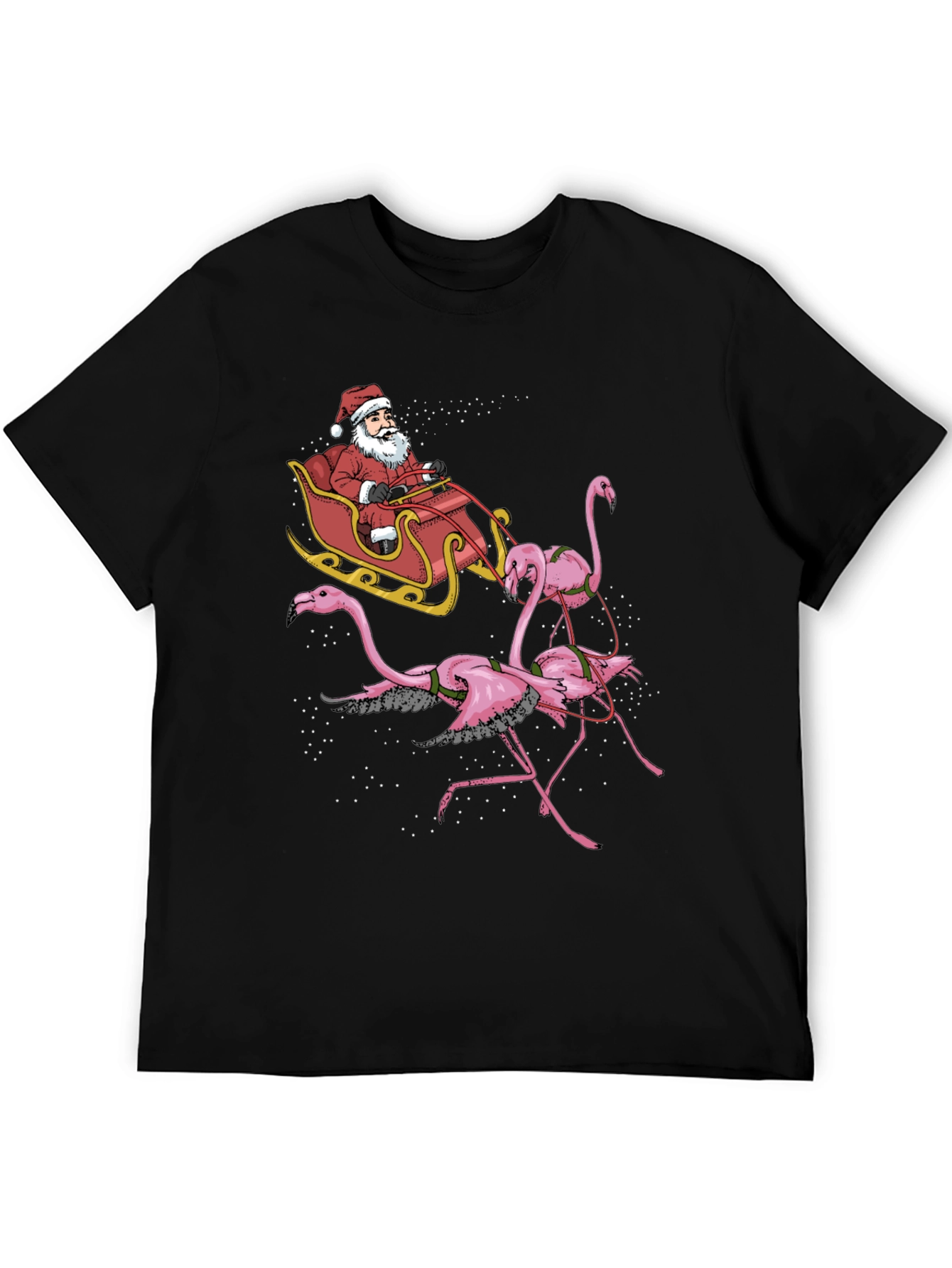 Flamingo Santa Sleigh T-Shirt