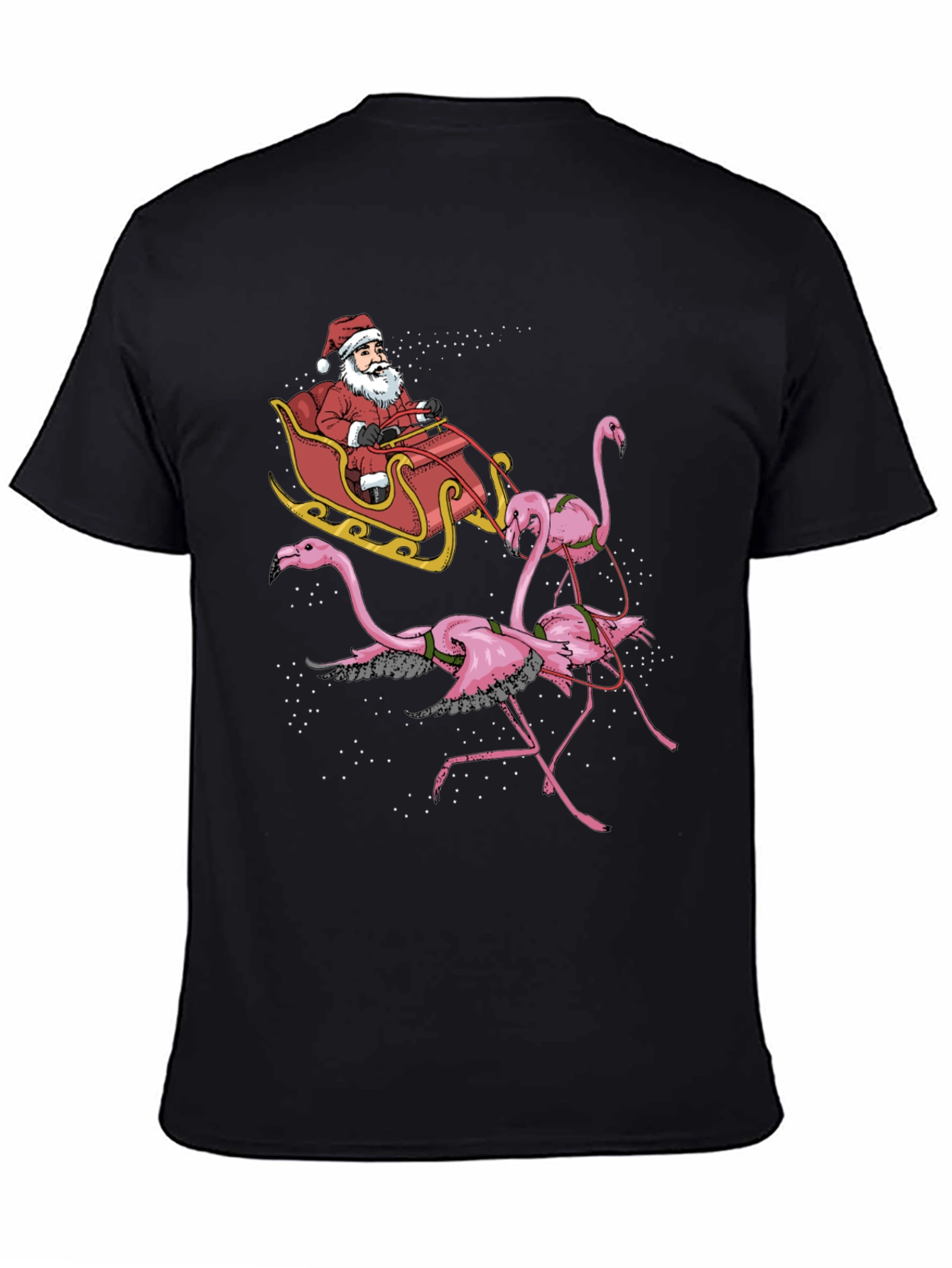 Flamingo Santa Sleigh T-Shirt