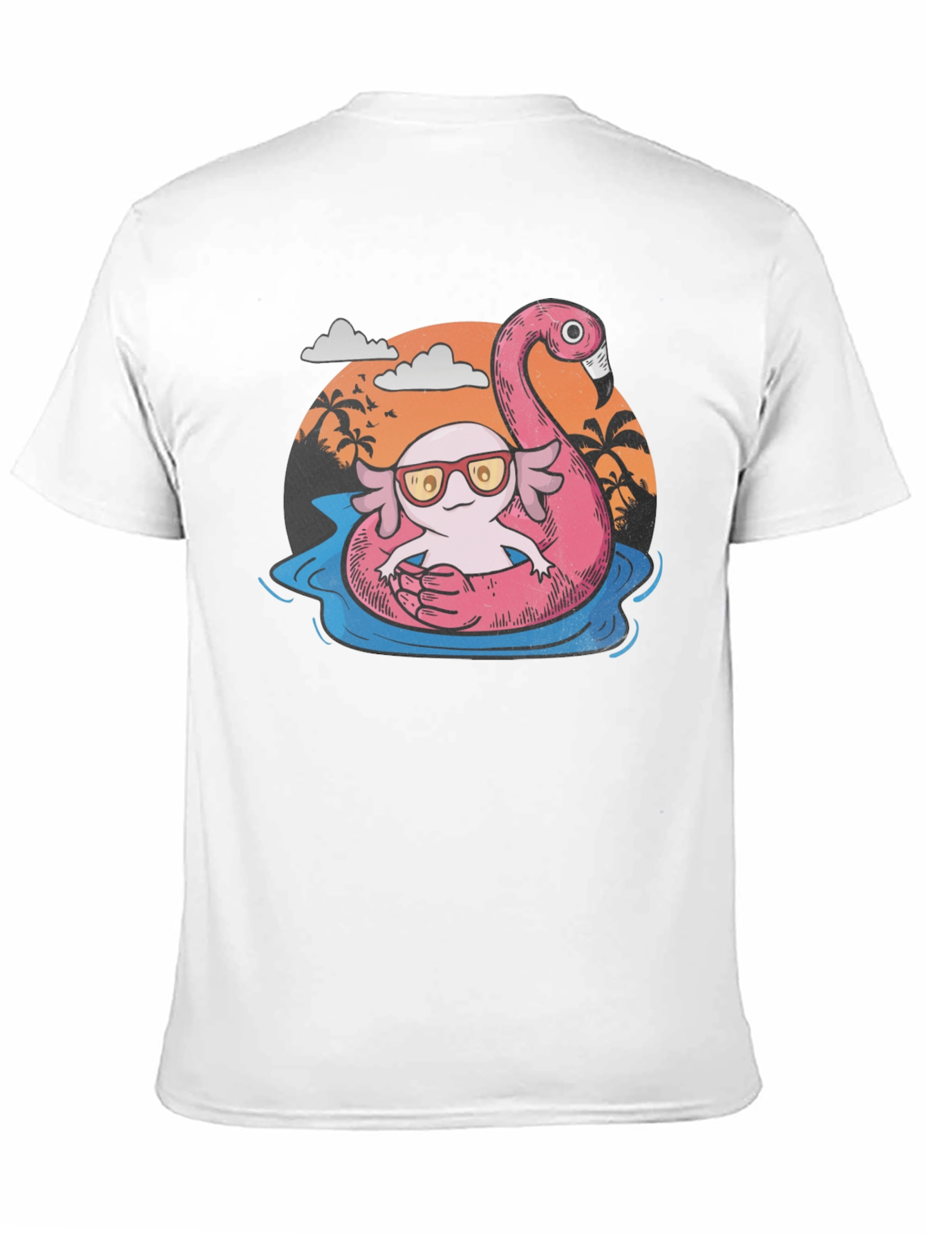 Cool Axolotl Flamingo Pool Float Graphic Tee