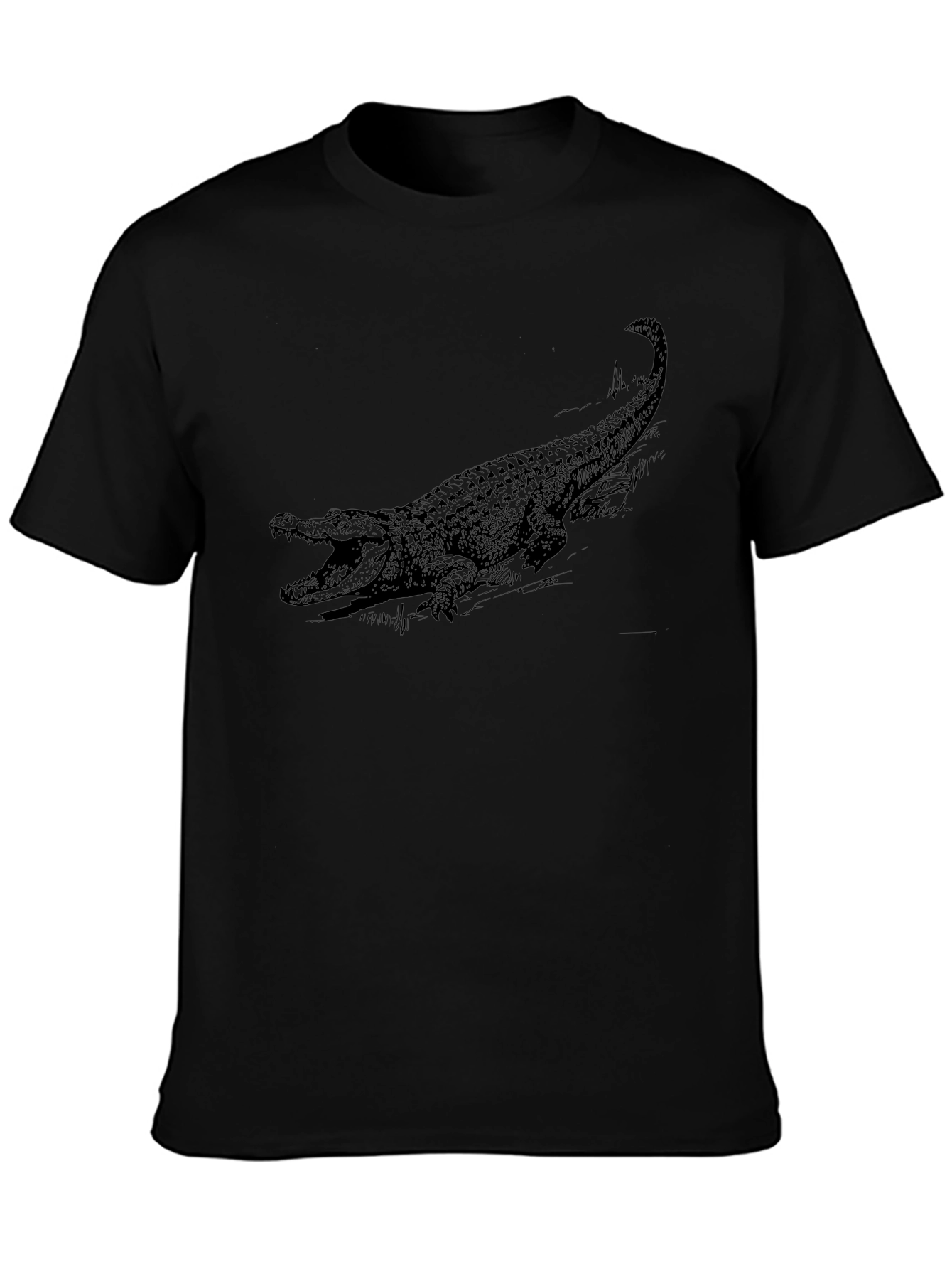 Black Crocodile Graphic Tee - Bold Reptile Design