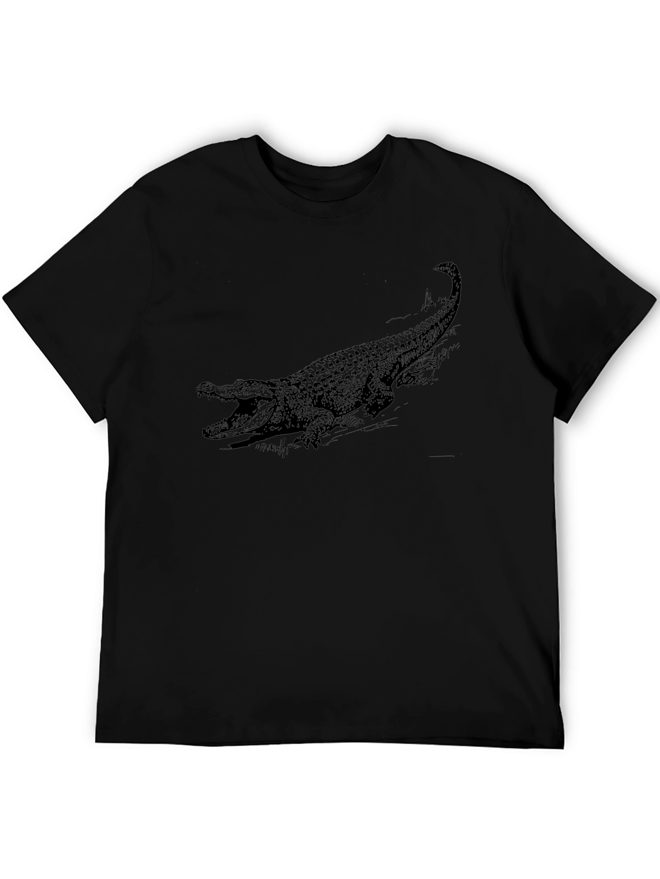 Black Crocodile Graphic Tee - Bold Reptile Design
