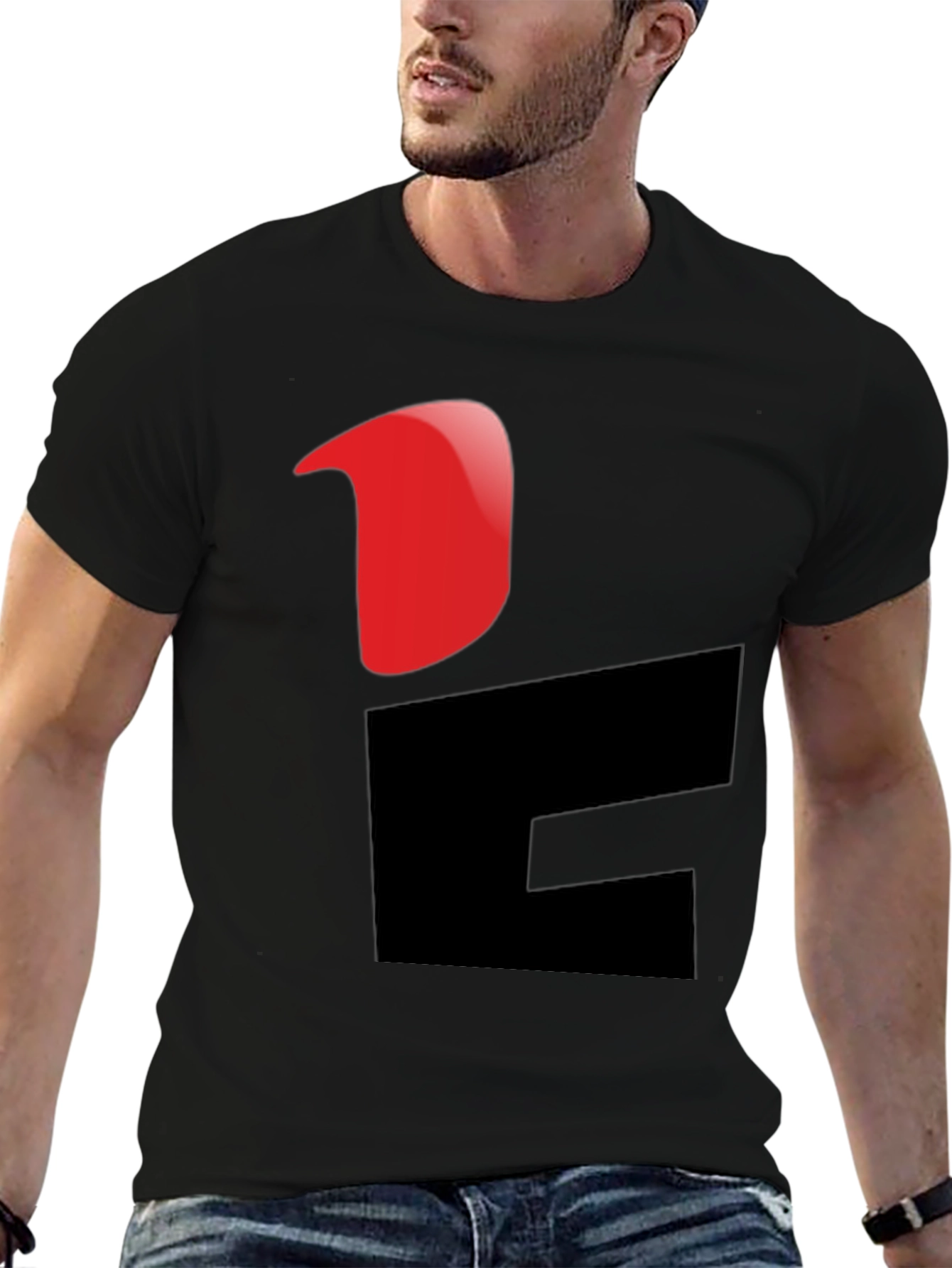 Modern Graphic Tee - Red & Black Design