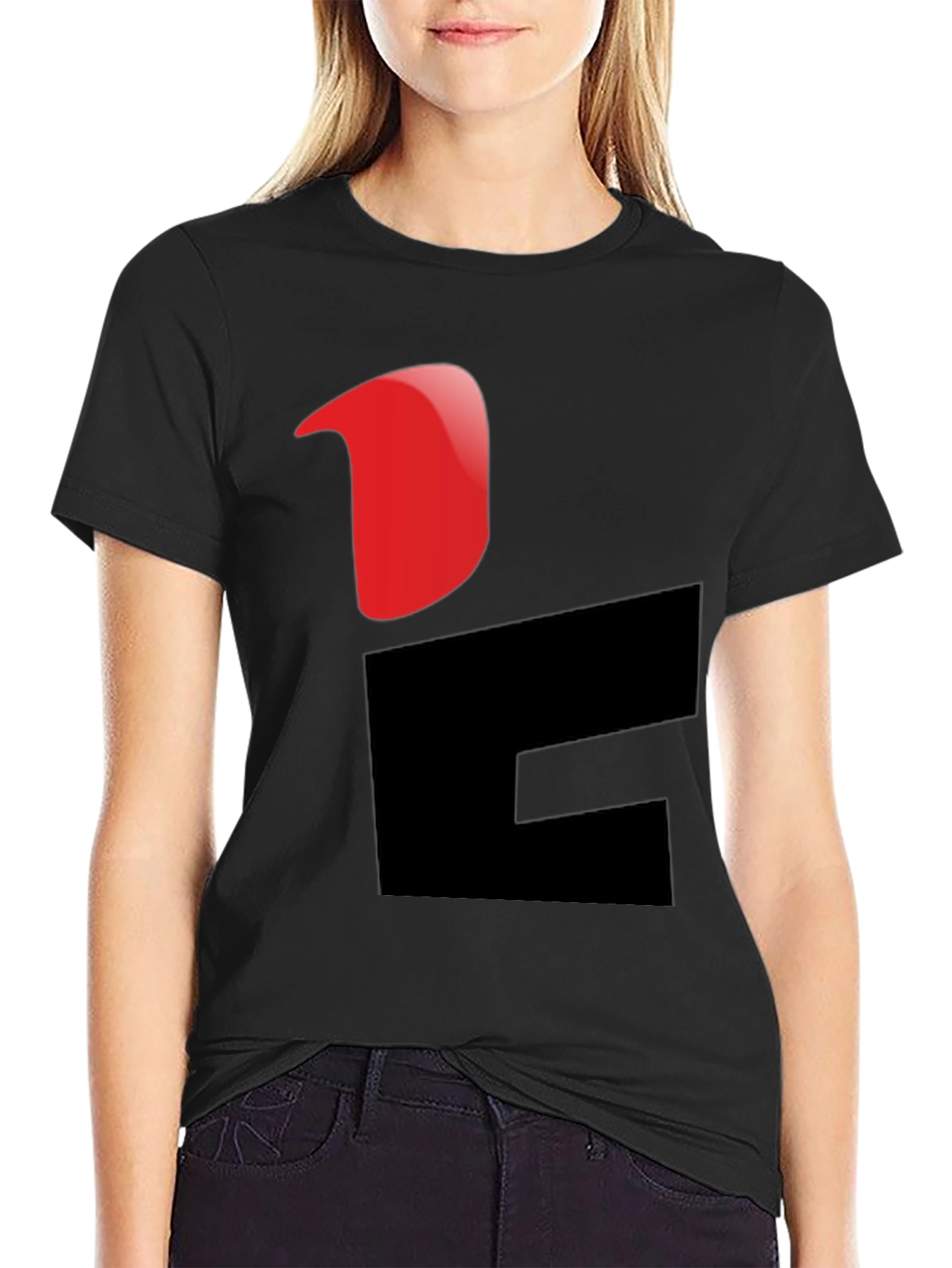 Modern Graphic Tee - Red & Black Design