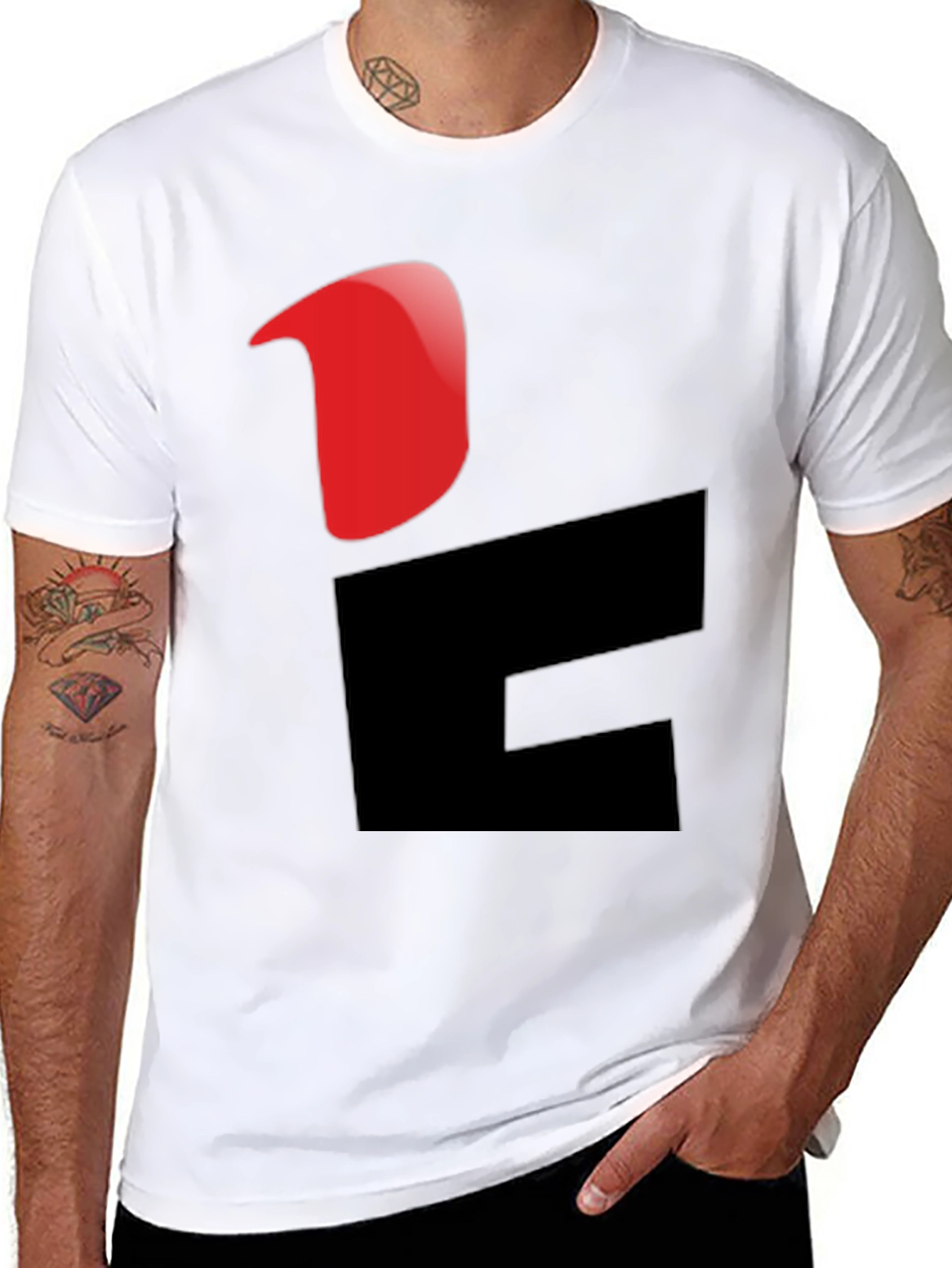 Modern Graphic Tee - Red & Black Design