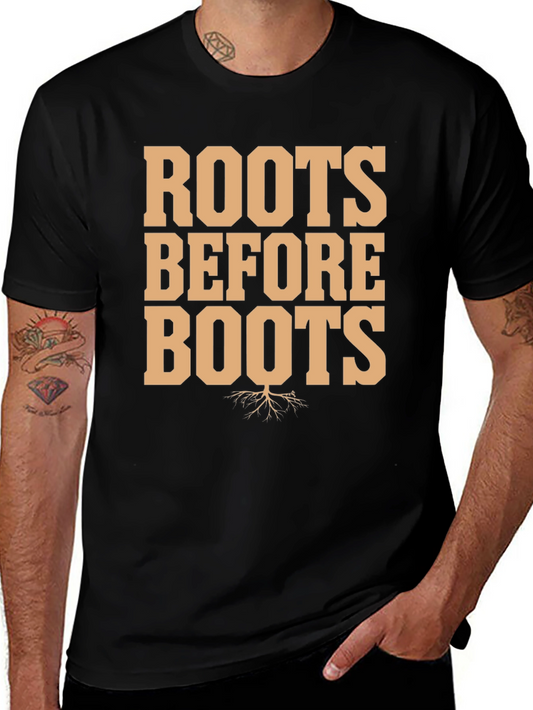 Roots Before Boots Graphic Tee - Black Cotton T-Shirt
