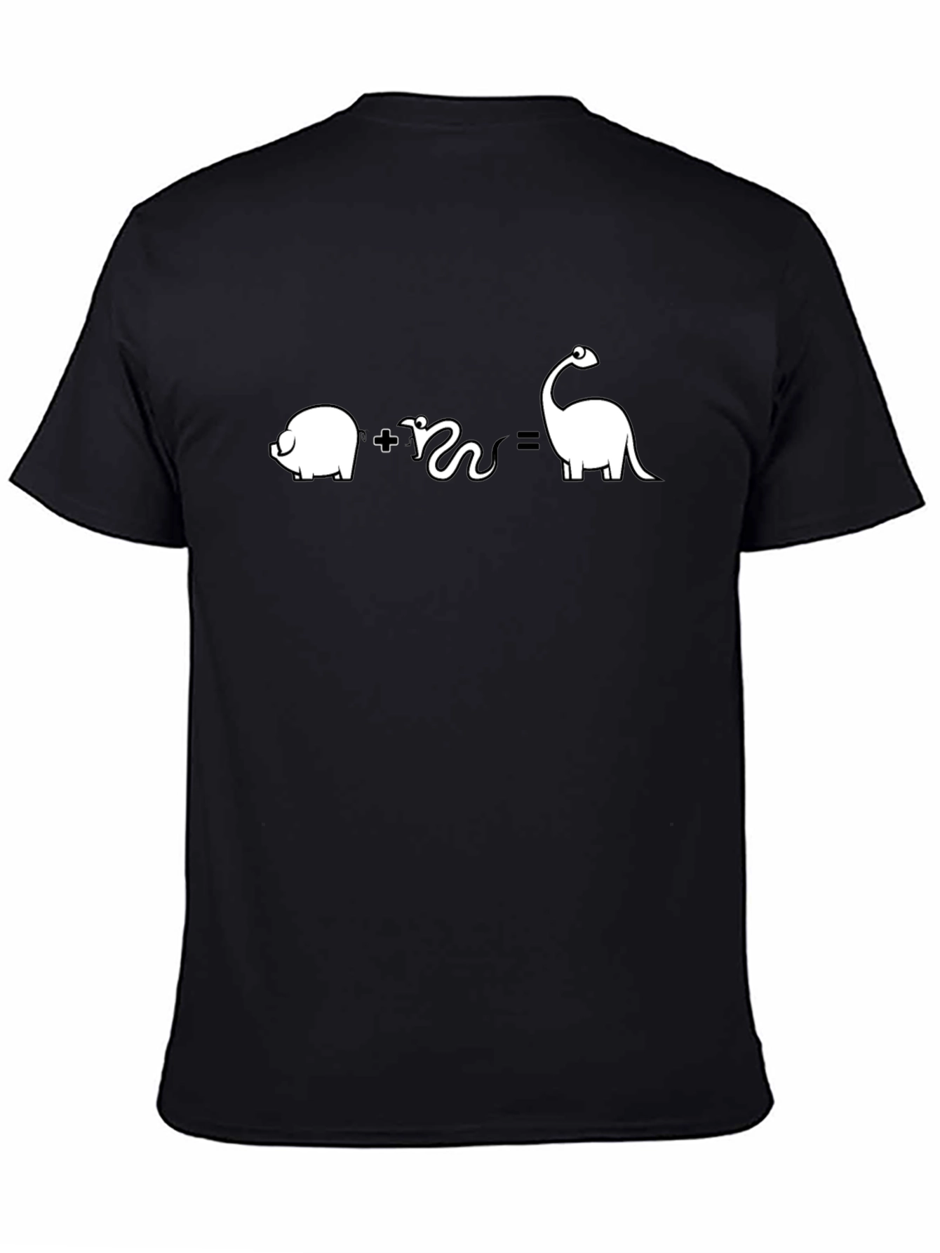 Pig Plus Snake Equals Dinosaur Funny Black T-Shirt