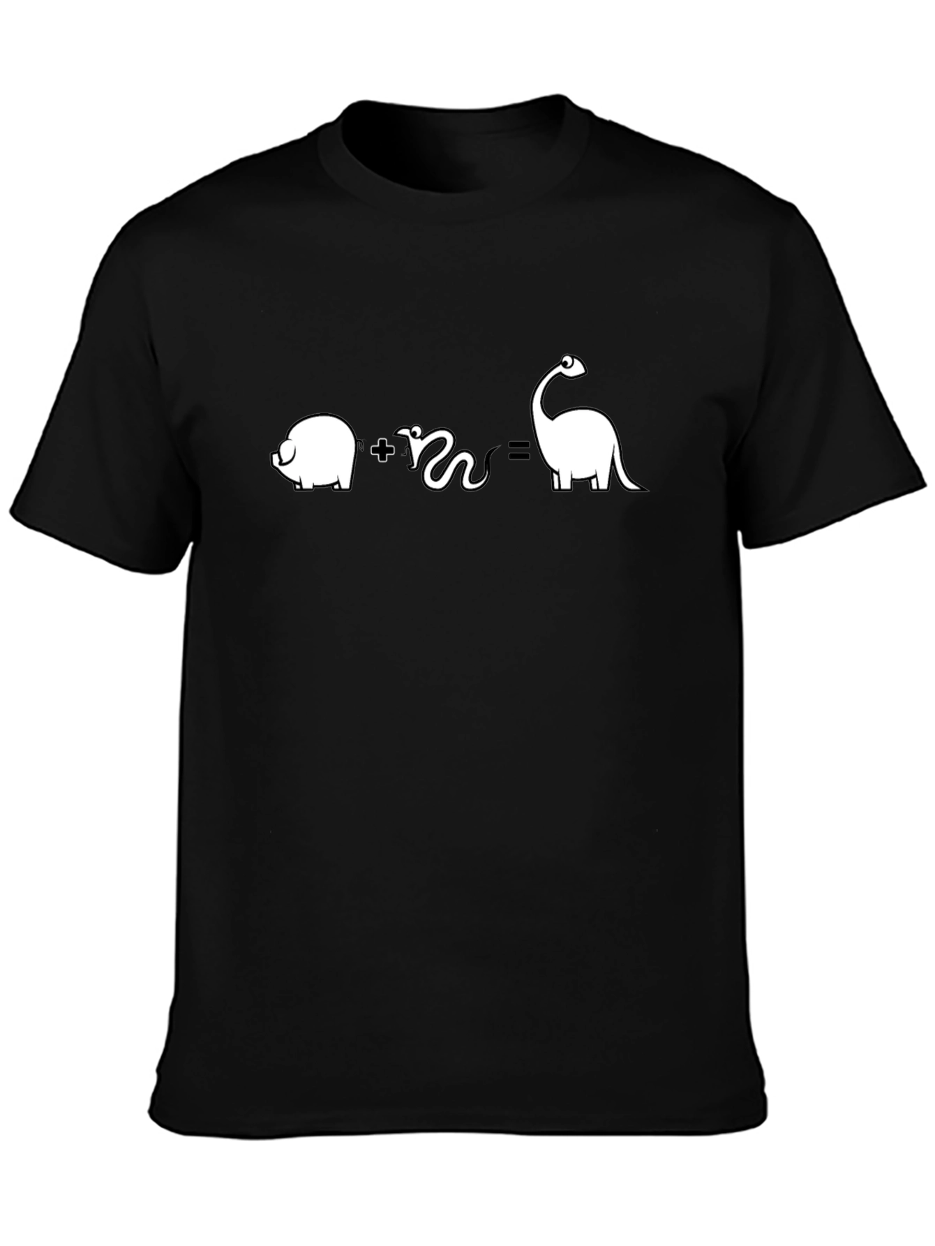 Pig Plus Snake Equals Dinosaur Funny Black T-Shirt