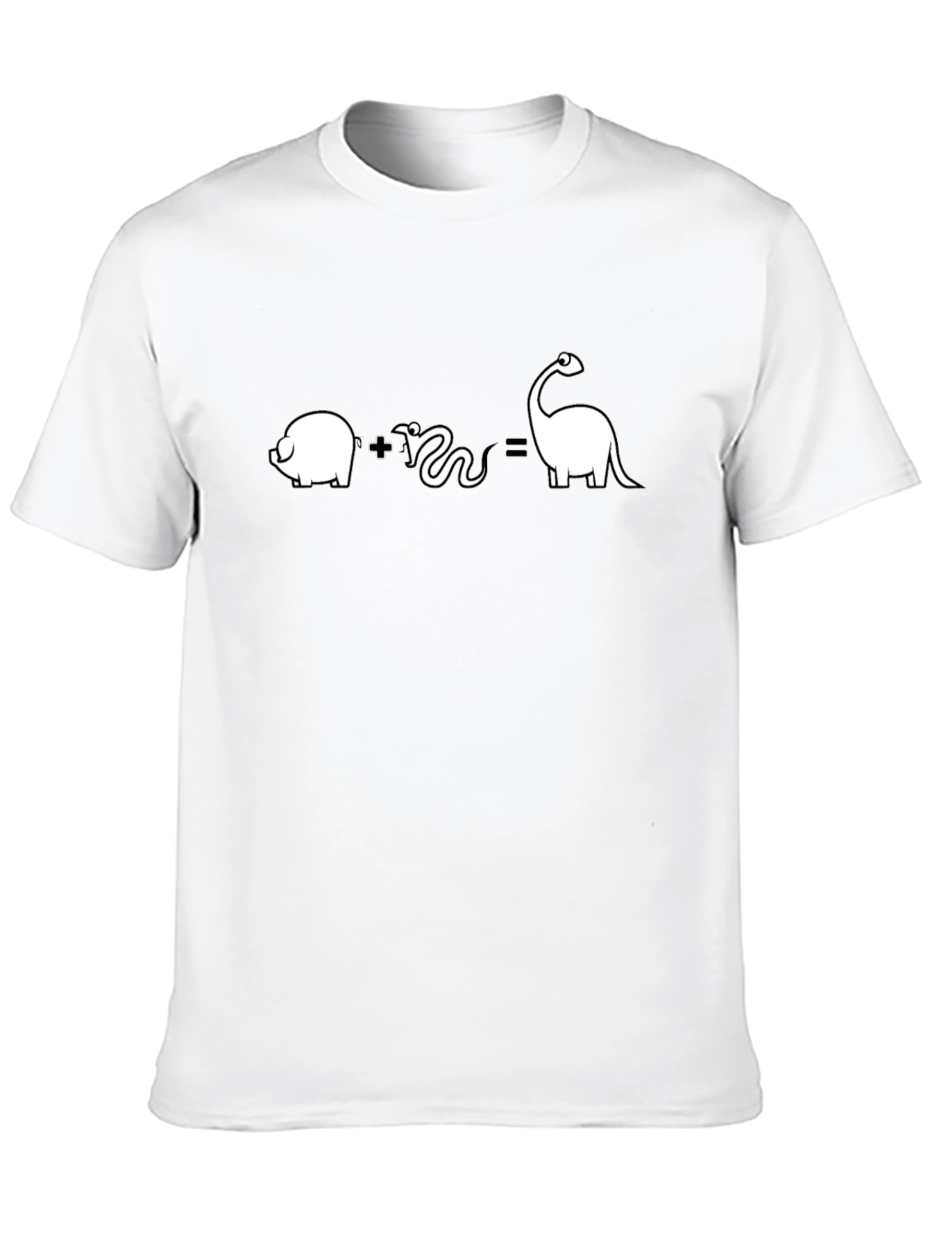 Pig Plus Snake Equals Dinosaur Funny Black T-Shirt
