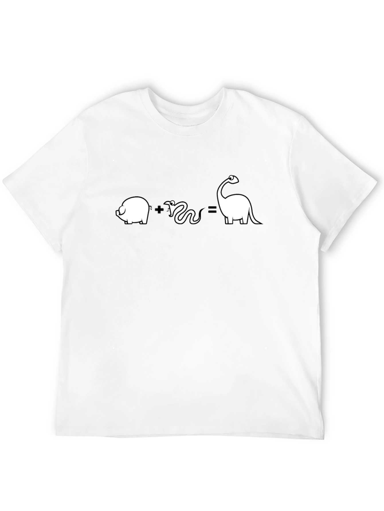 Pig Plus Snake Equals Dinosaur Funny Black T-Shirt