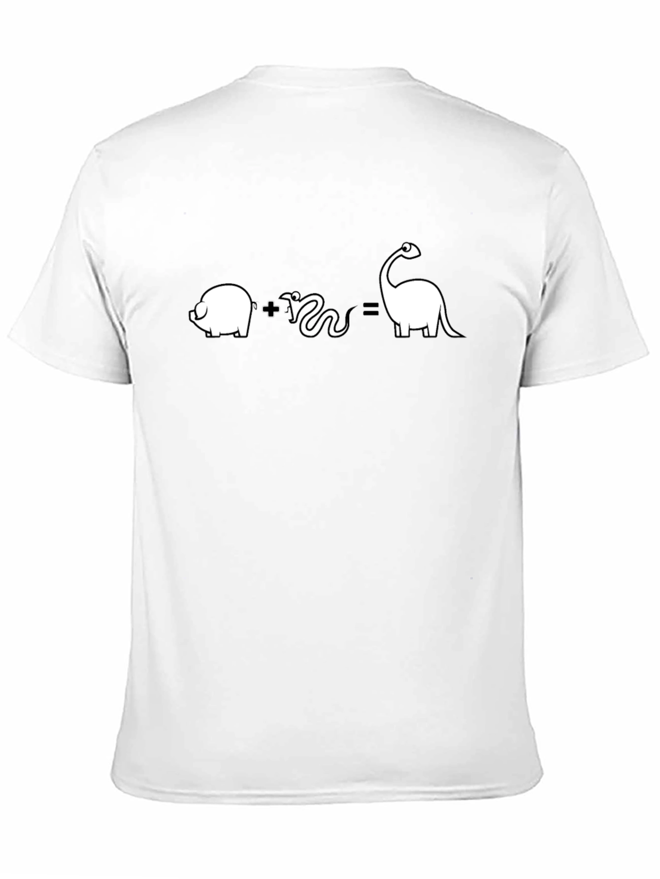 Pig Plus Snake Equals Dinosaur Funny Black T-Shirt