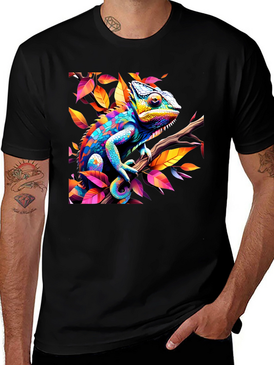 Colorful Chameleon Graphic Tee - Vibrant Design