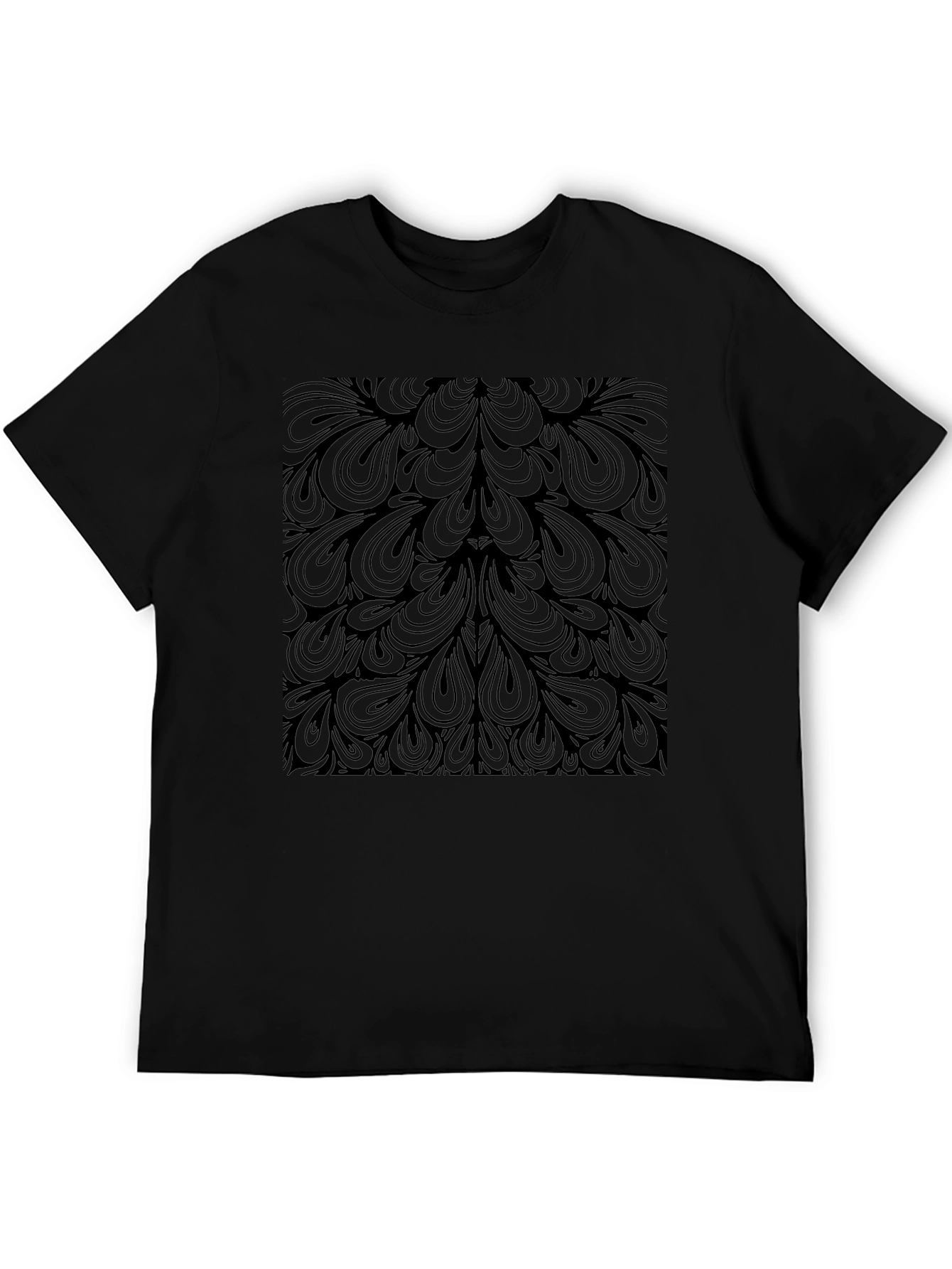 Abstract Pattern Graphic Tee - Black Cotton Blend