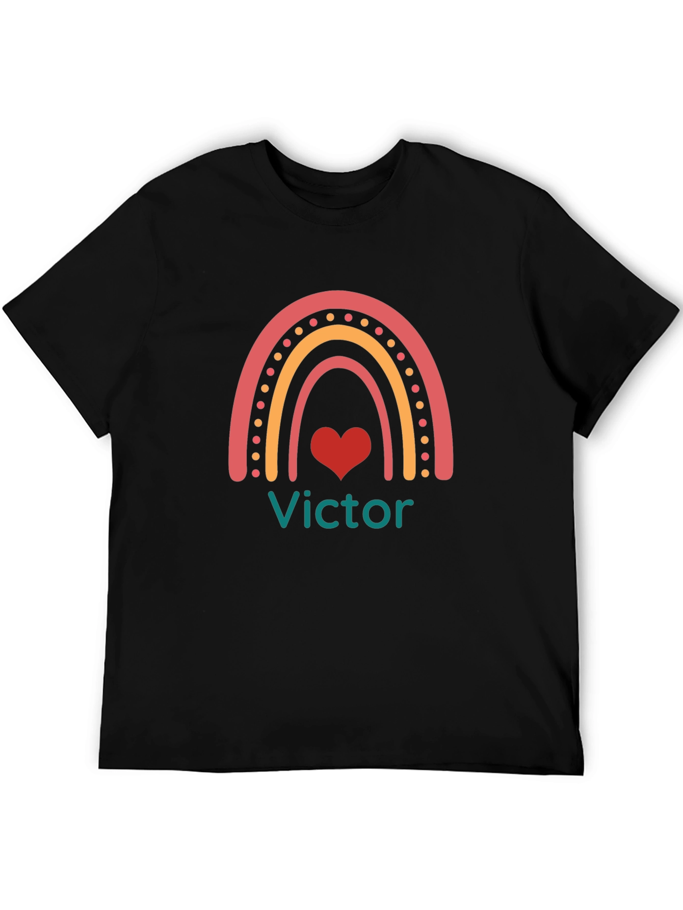Rainbow Heart Personalized Mens T-Shirt