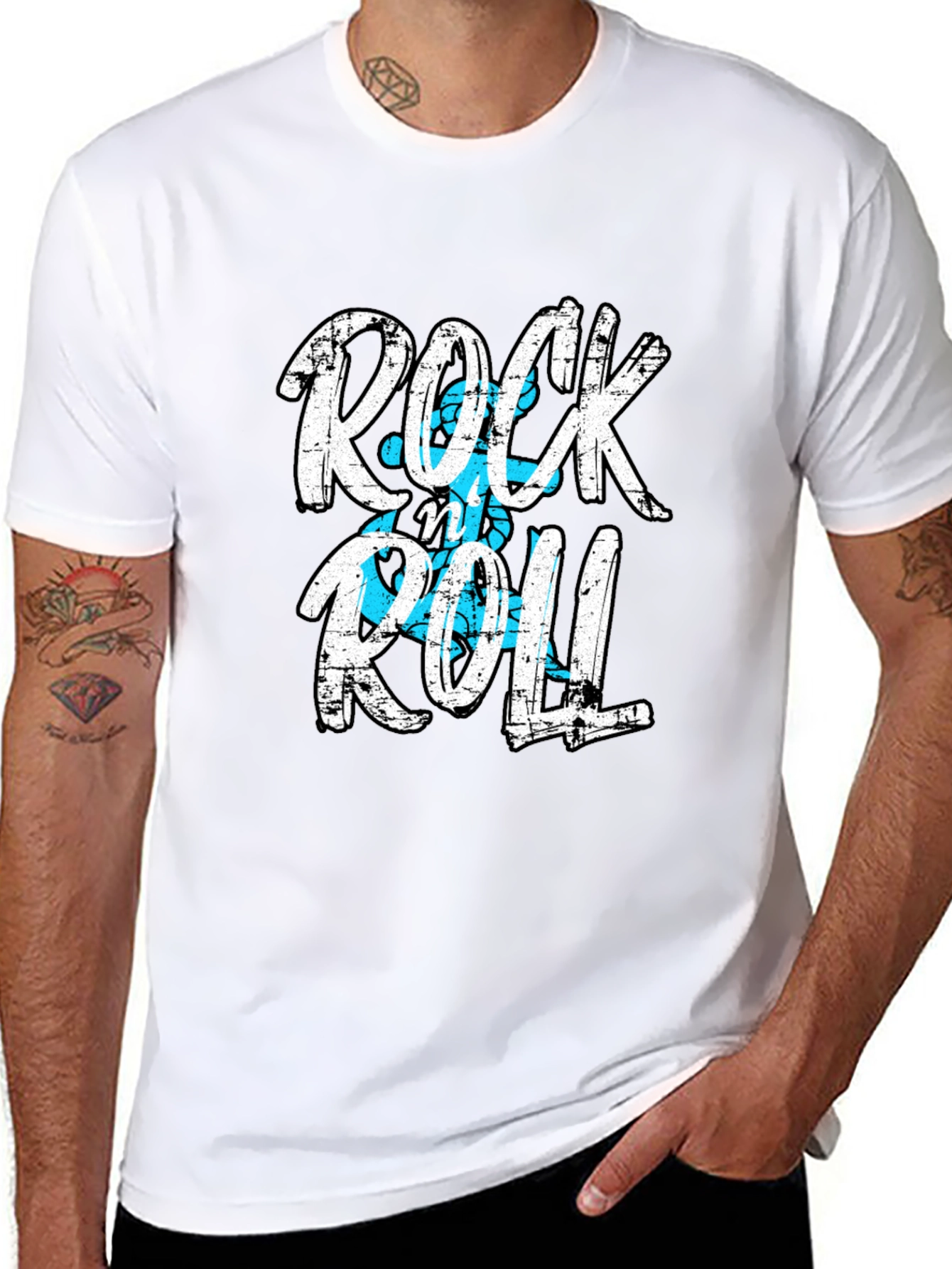 Rock and Roll Graphic Print Black T-Shirt
