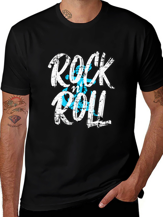 Rock and Roll Graphic Print Black T-Shirt