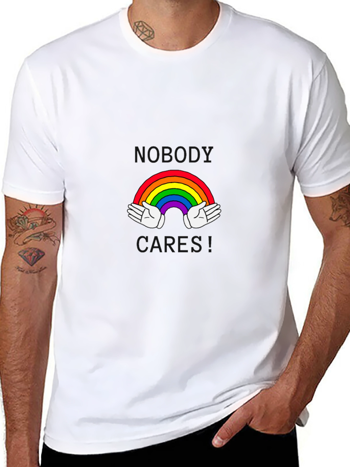 Rainbow Hands Black T-Shirt