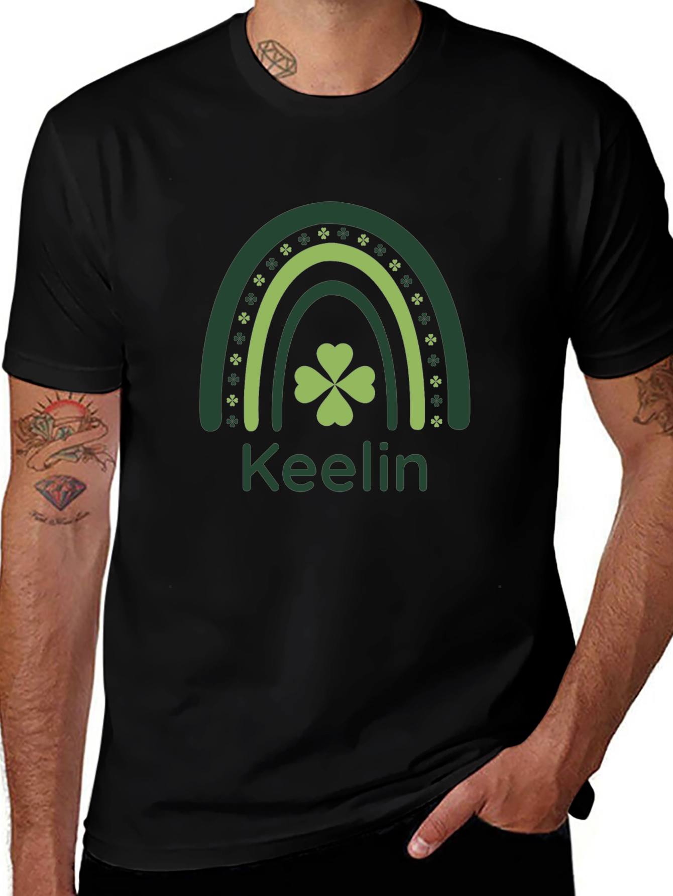 St. Patricks Day Keelin Rainbow Clover T-Shirt