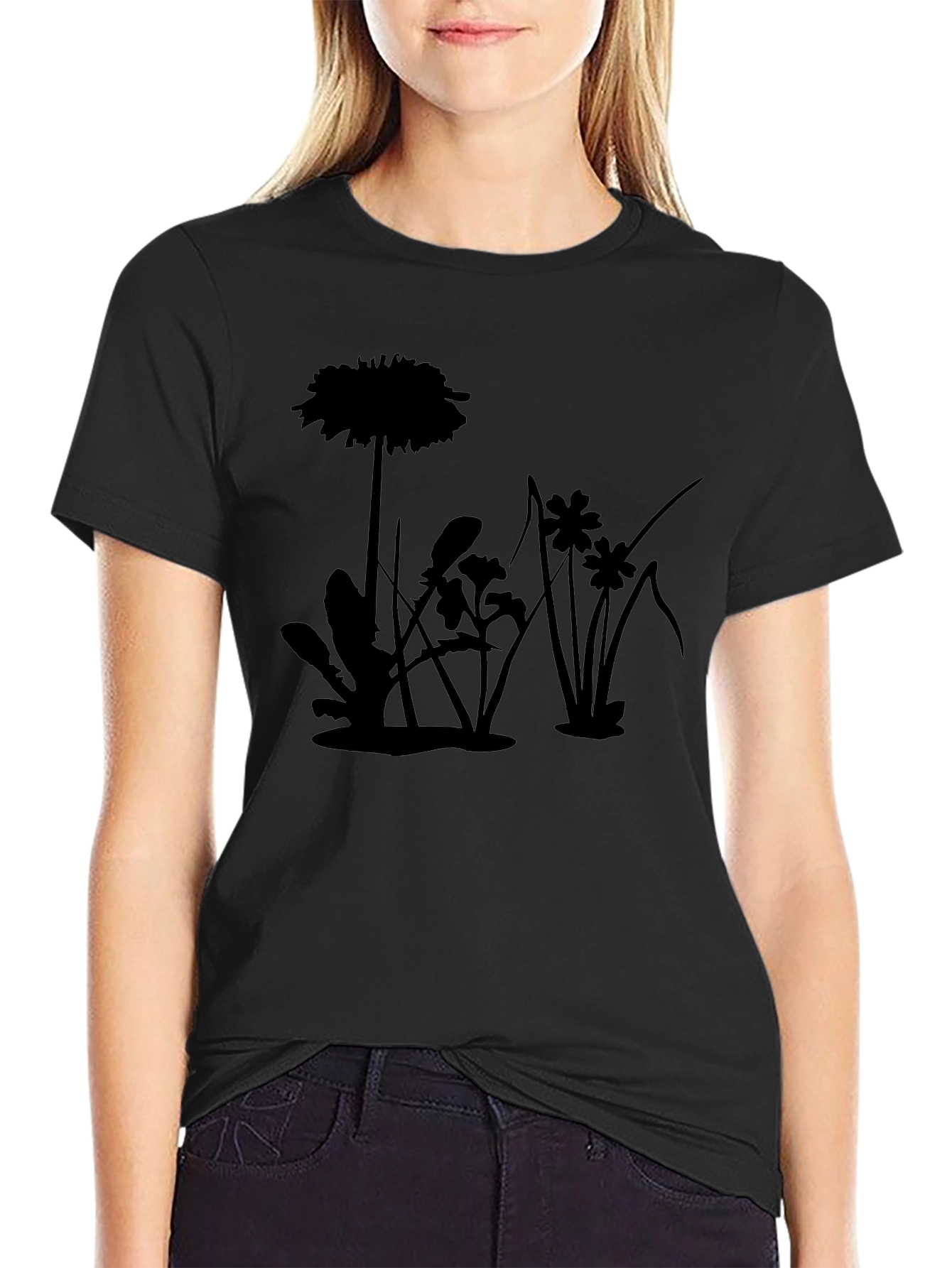 Botanical Silhouette Black T-Shirt