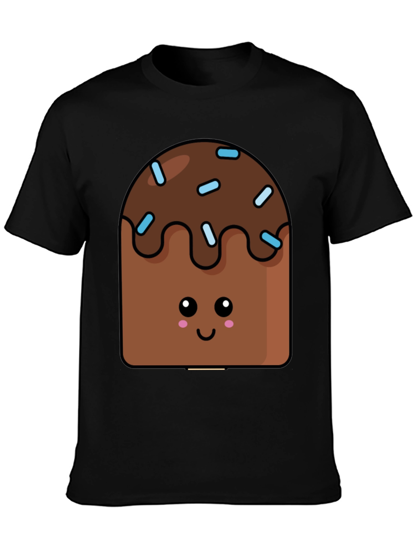 Cute Kawaii Cake Graphic Tee - Unisex Black T-Shirt