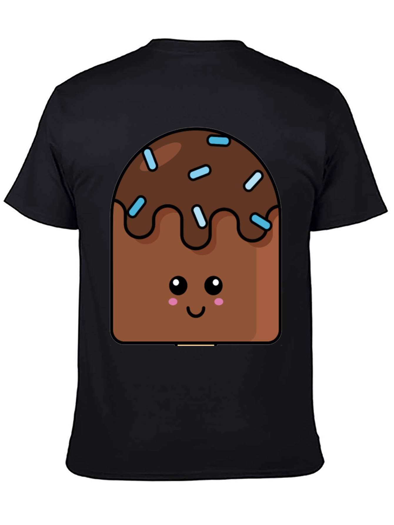 Cute Kawaii Cake Graphic Tee - Unisex Black T-Shirt