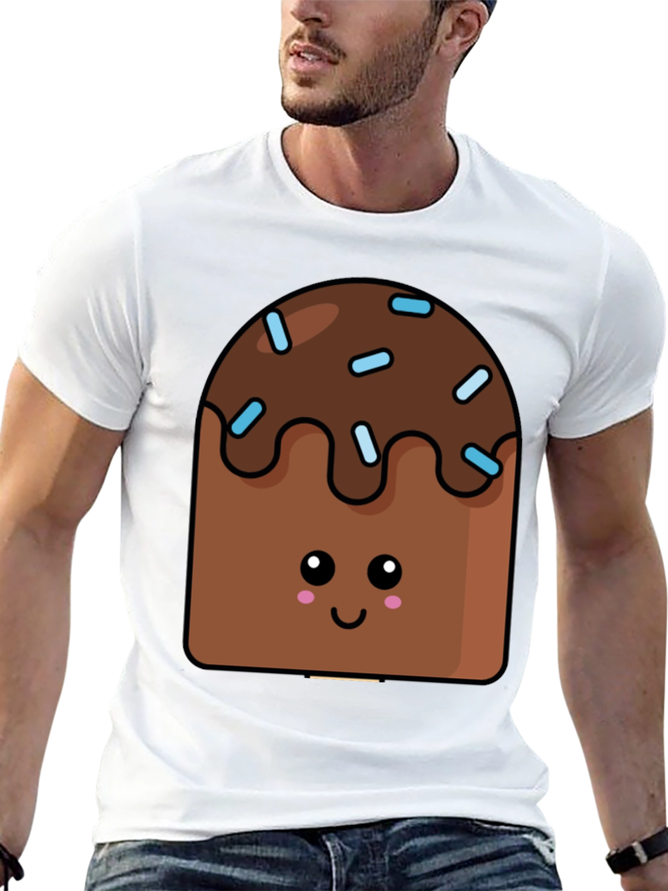 Cute Kawaii Cake Graphic Tee - Unisex Black T-Shirt