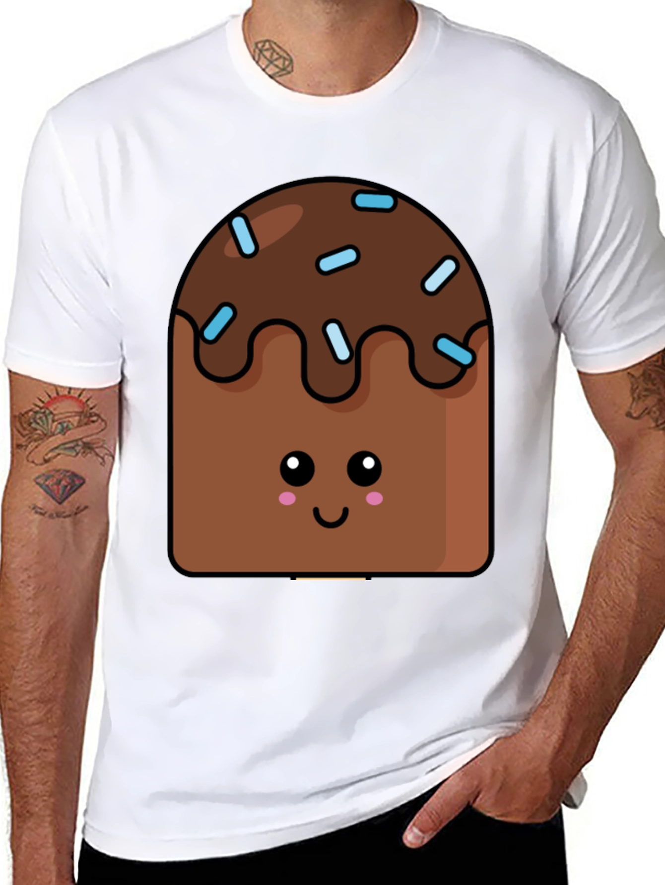 Cute Kawaii Cake Graphic Tee - Unisex Black T-Shirt