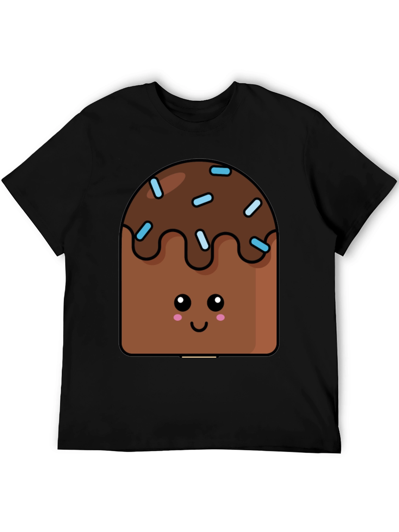 Cute Kawaii Cake Graphic Tee - Unisex Black T-Shirt