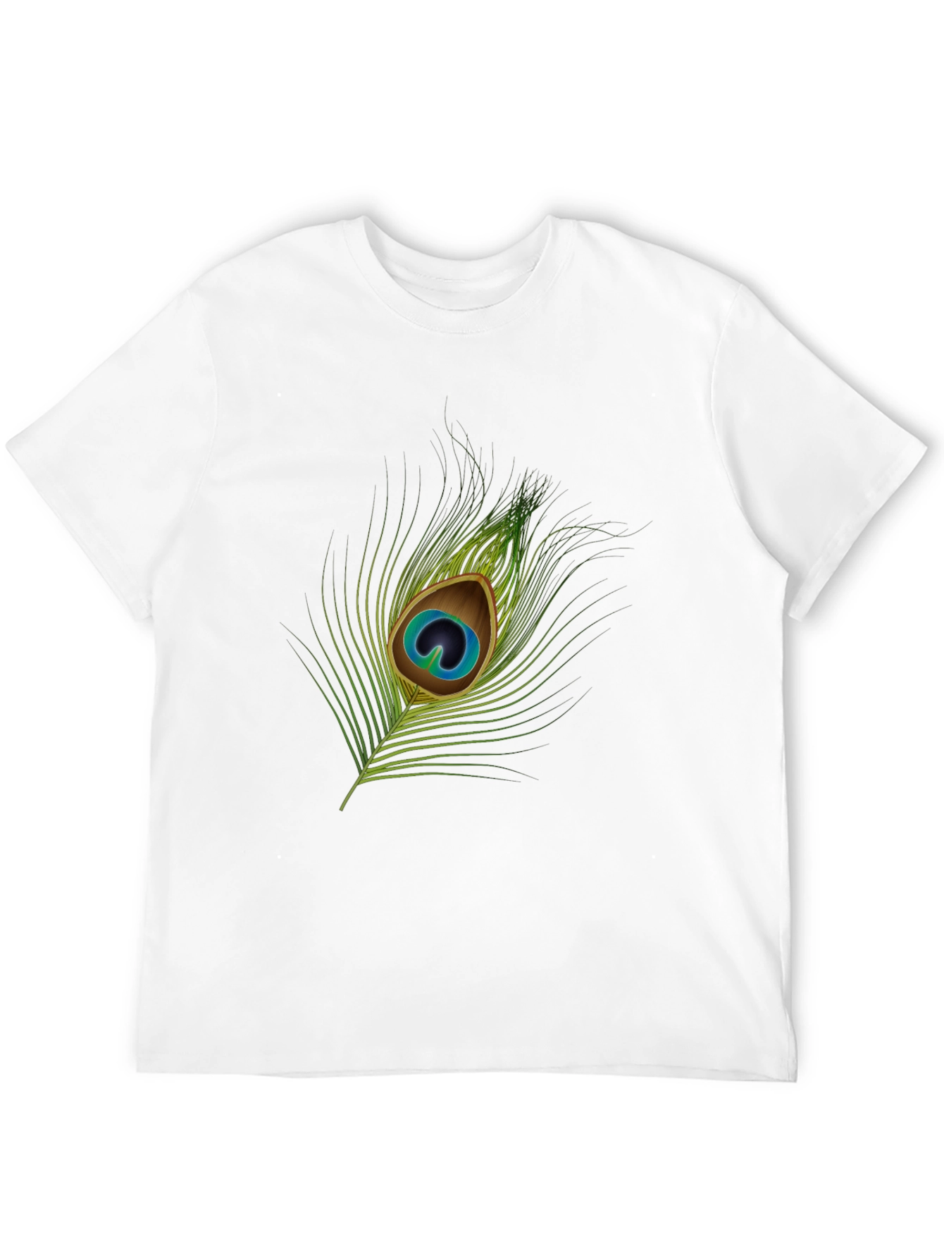 Peacock Feather Graphic Tee - Stylish Black T-Shirt