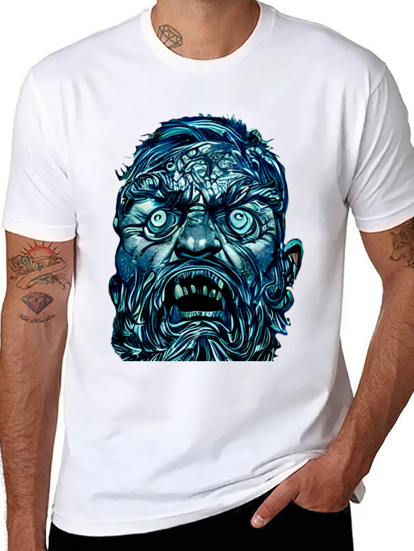 Monster Face Graphic Tee - Bold Black T-Shirt