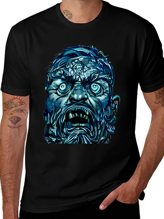 Monster Face Graphic Tee - Bold Black T-Shirt