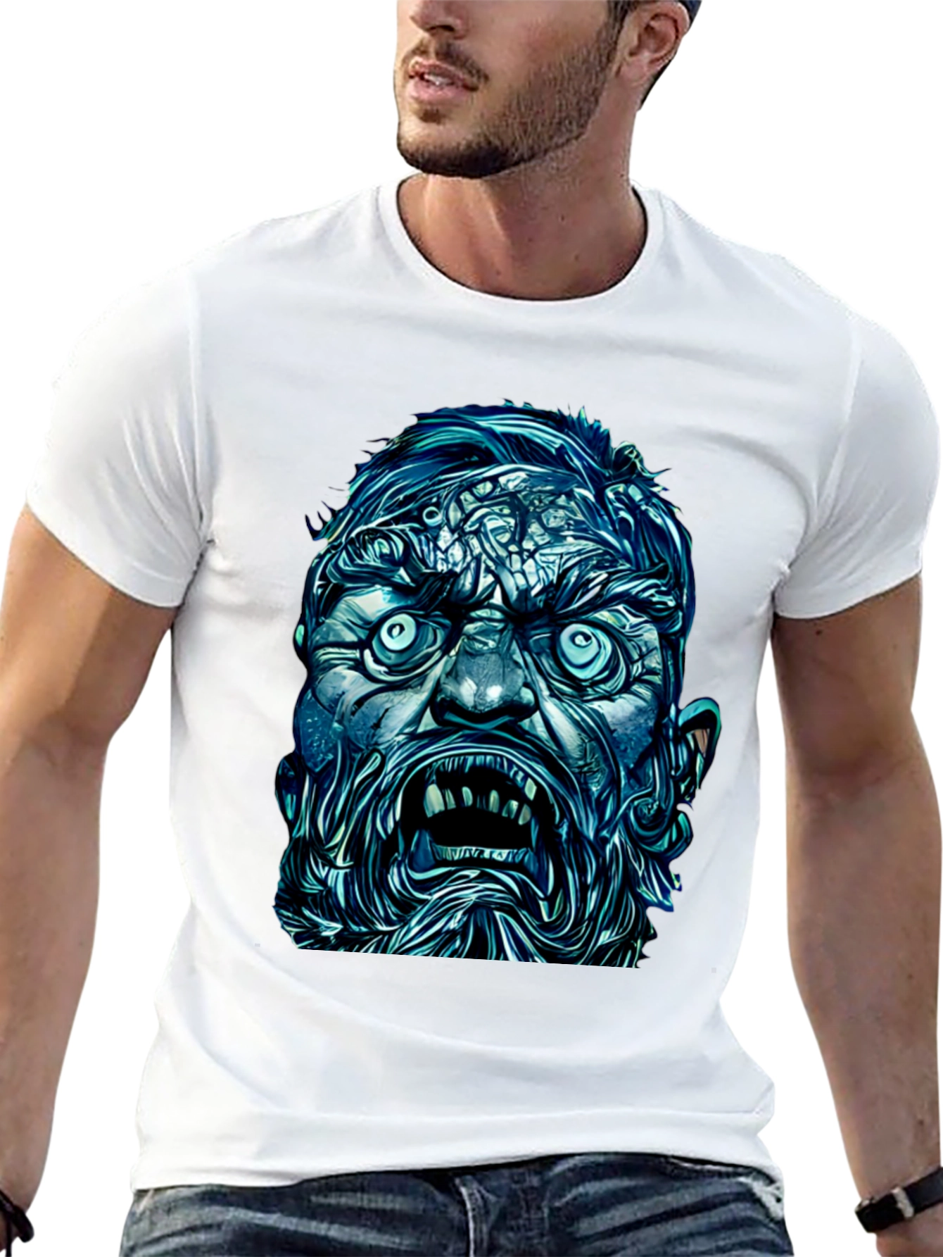 Monster Face Graphic Tee - Bold Black T-Shirt