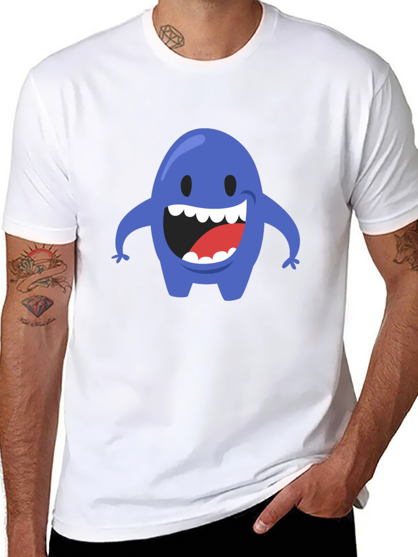 Blue Monster Graphic T-Shirt - Mens Black Tee