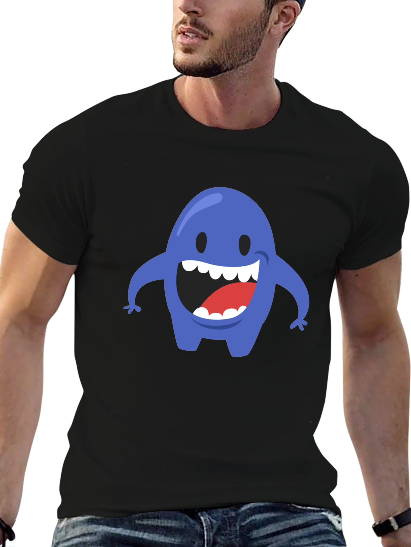 Blue Monster Graphic T-Shirt - Mens Black Tee
