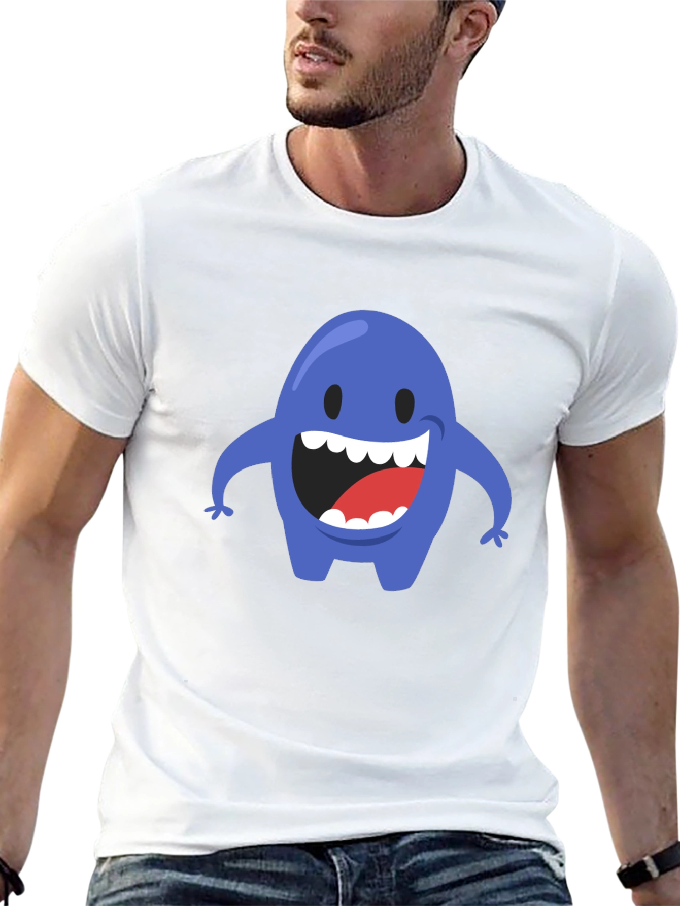 Blue Monster Graphic T-Shirt - Mens Black Tee