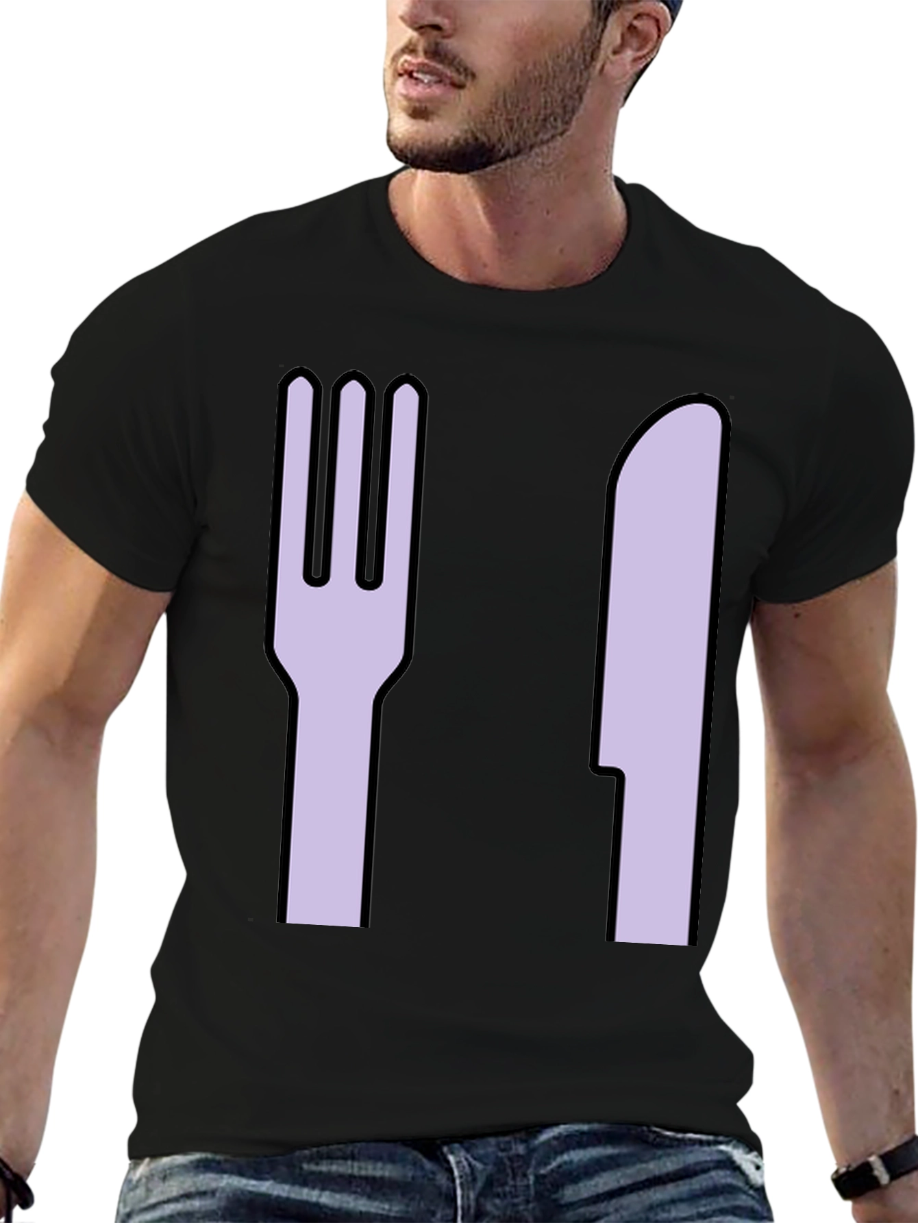 Fork and Knife Graphic Tee - Black
