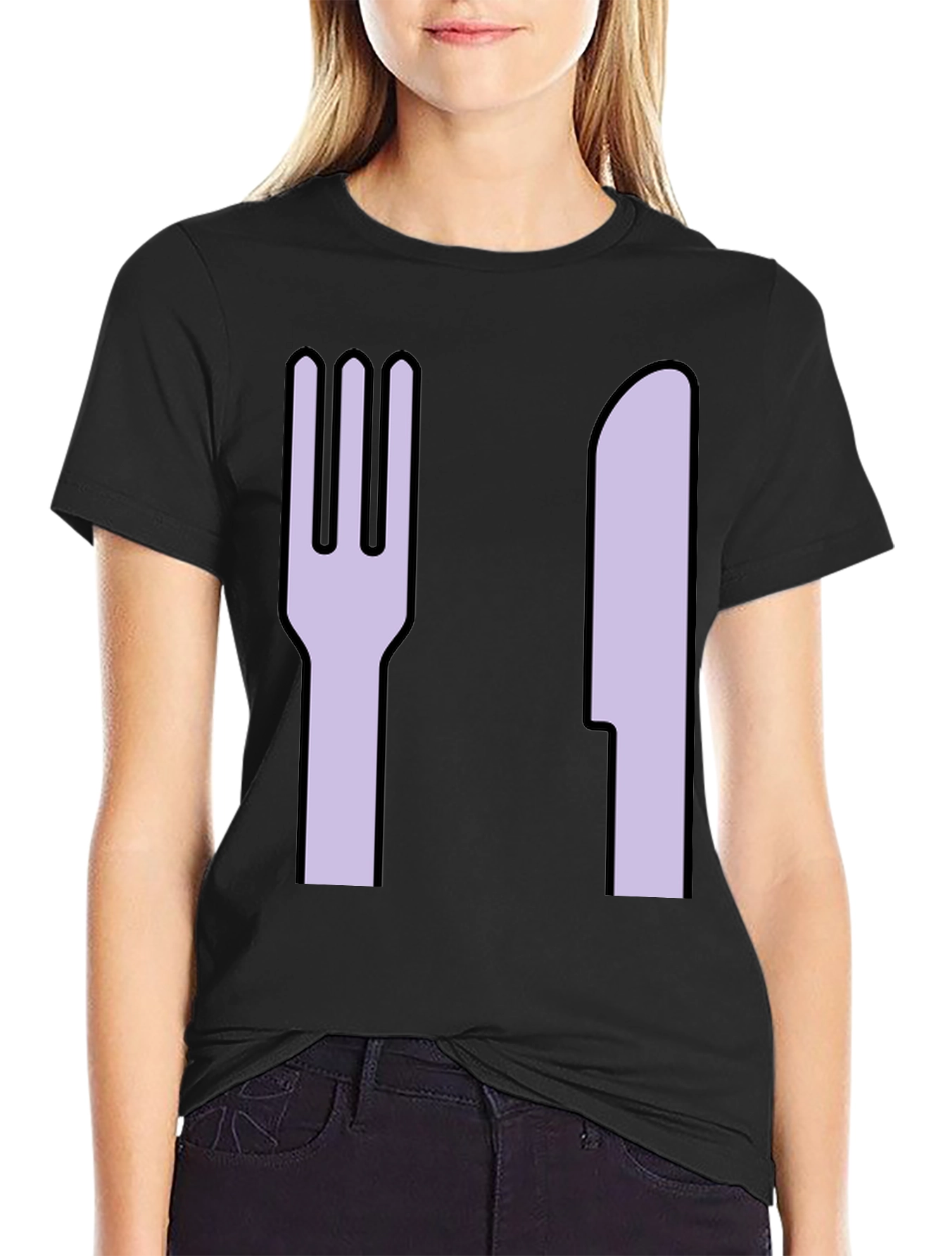 Fork and Knife Graphic Tee - Black